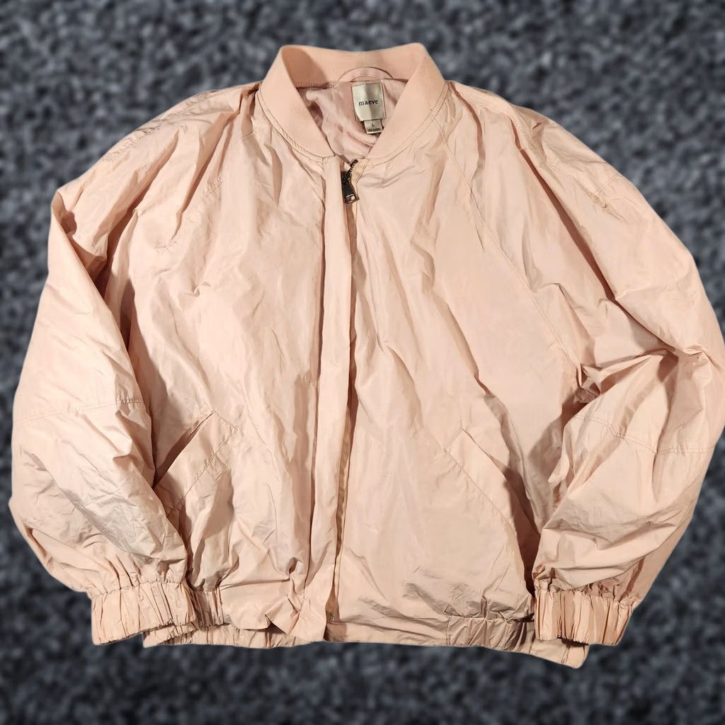 Anthropologie Maeve Anthropologie Bomber Jacket Womens Large Pink Lightweight Zip Front Pocketed Casual Size L / US 10 / IT 46 - 1 Thumbnail