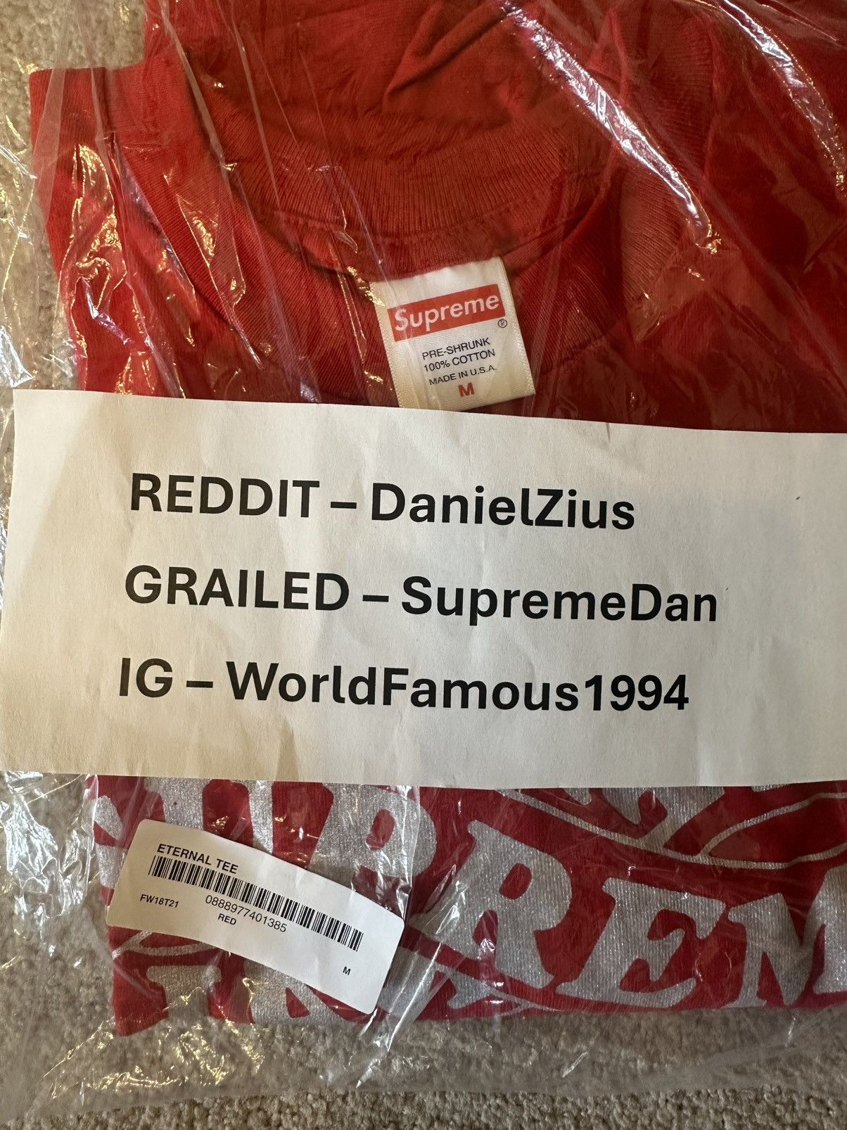 Supreme Supreme Eternal Tee 'Red' Size US M / EU 48-50 / 2 - 2 Thumbnail
