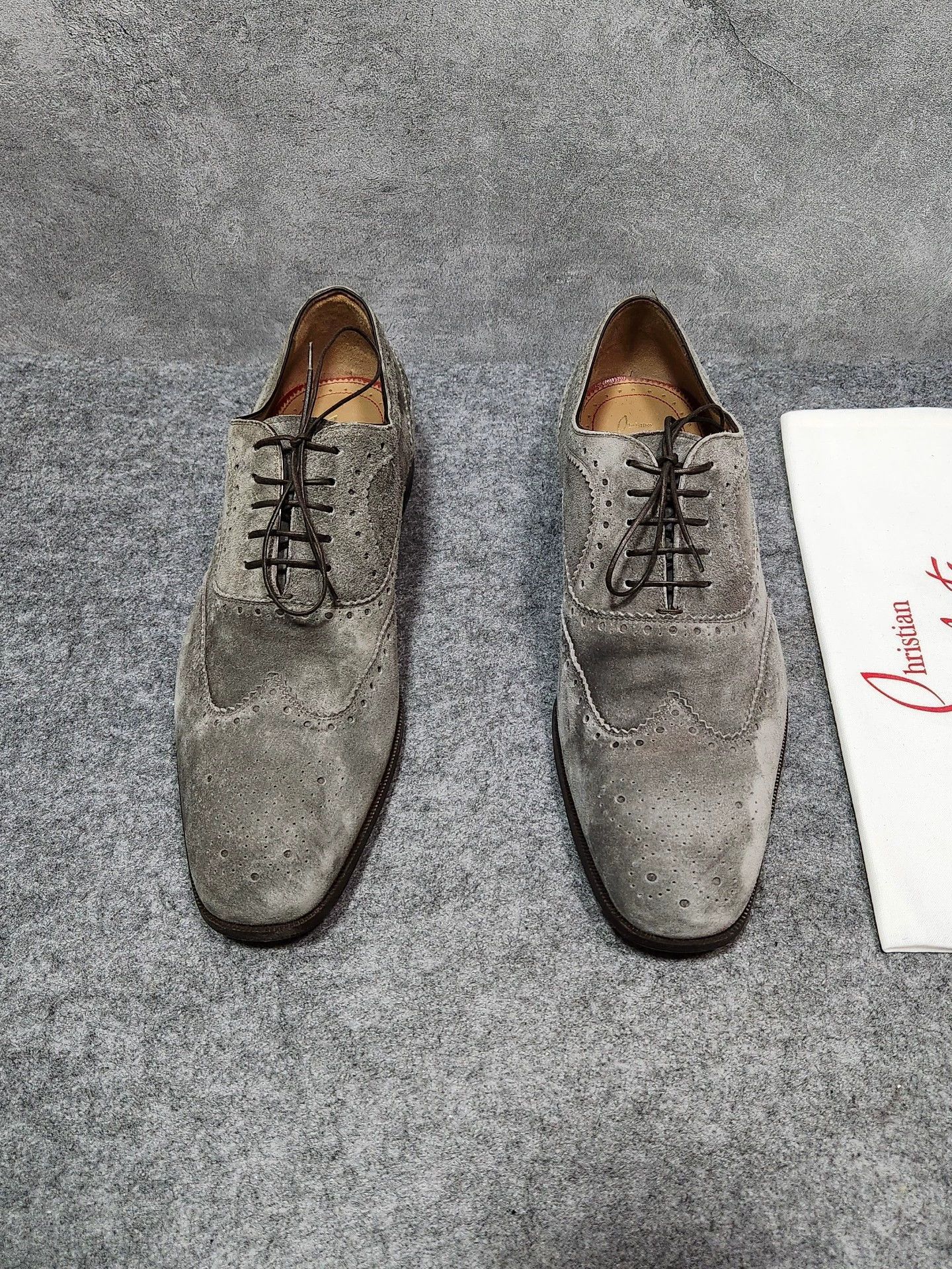 Christian Louboutin Christian Louboutin grey calfskin suedecasual with red sole Size US 9.5 / EU 42-43 - 1 Thumbnail