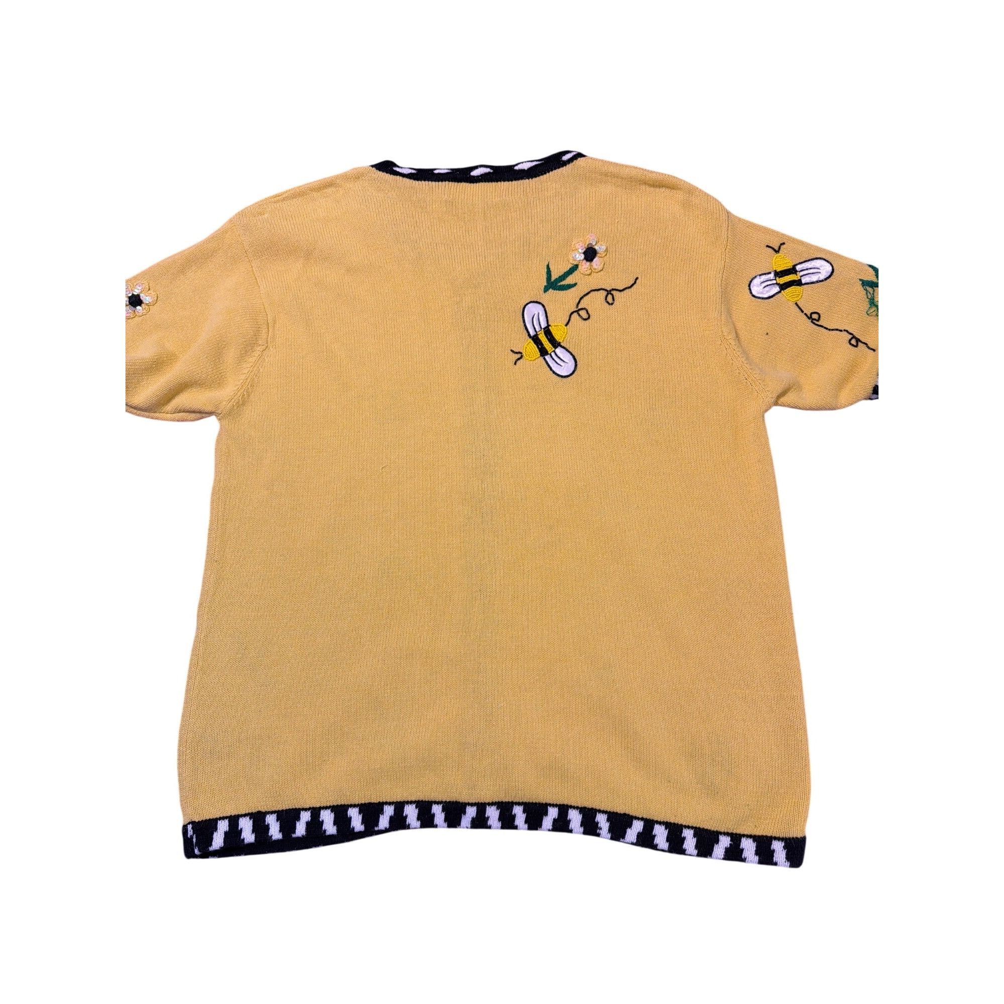 Other Vintage Terazzo Bee Yellow Black Cardigan Embroidered Beaded Size XL / US 12-14 / IT 48-50 - 5 Thumbnail