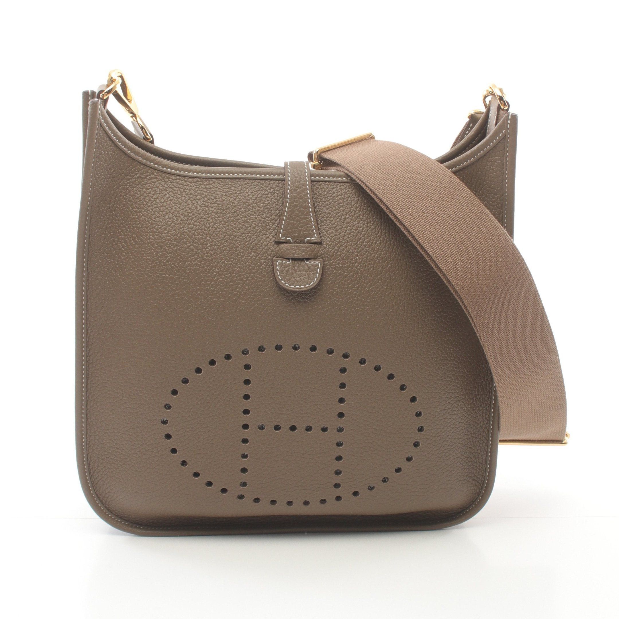 Hermes Hermes Evelyn 3 Troyes Pm Etoupe Shoulder Bag Clemence Leather Gray Brown Gold Hardware B Stamp Size ONE SIZE - 1 Thumbnail