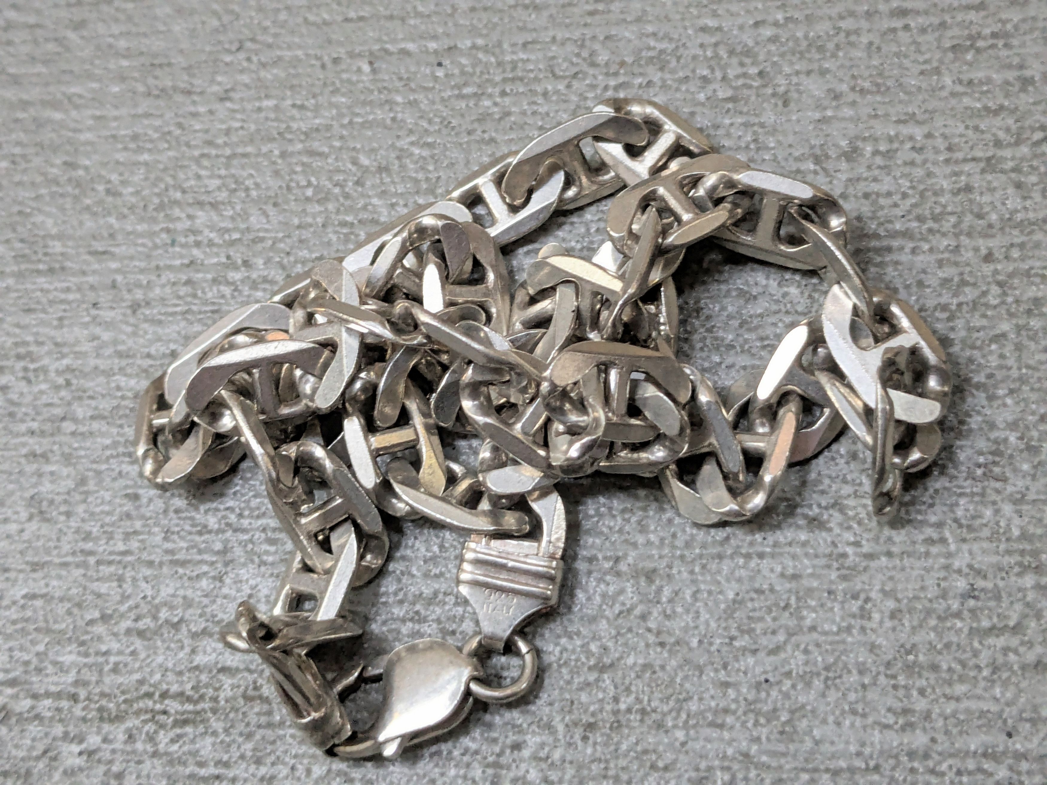 Jewelry Vintage Sterling Silver Necklace Mariner Anchor 22" Chunky Size ONE SIZE - 2 Thumbnail