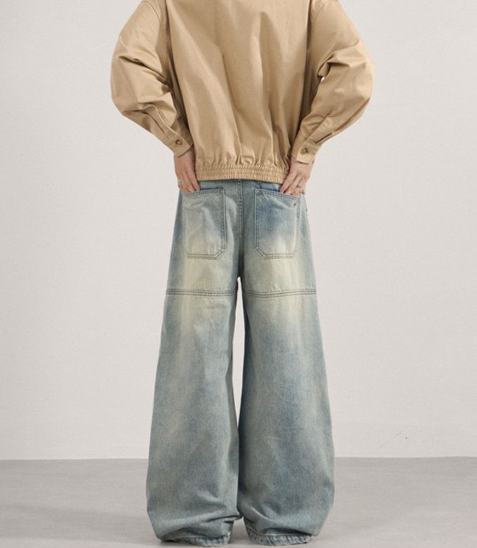 Japanese Brand American retro wide-leg curved jeans for men Size US 32 / EU 48 - 4 Thumbnail