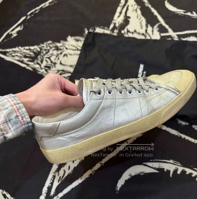 Saint Laurent Paris Saint Laurent Paris Silver Low-Top Sneakers Size US 9 / EU 42 - 5 Thumbnail