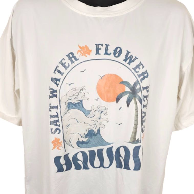 Vintage Hawaii T Shirt Mens Large White Salt Water Flower Petals Travel Destination Shirt Mens Size US L / EU 52-54 / 3 - 2 Thumbnail