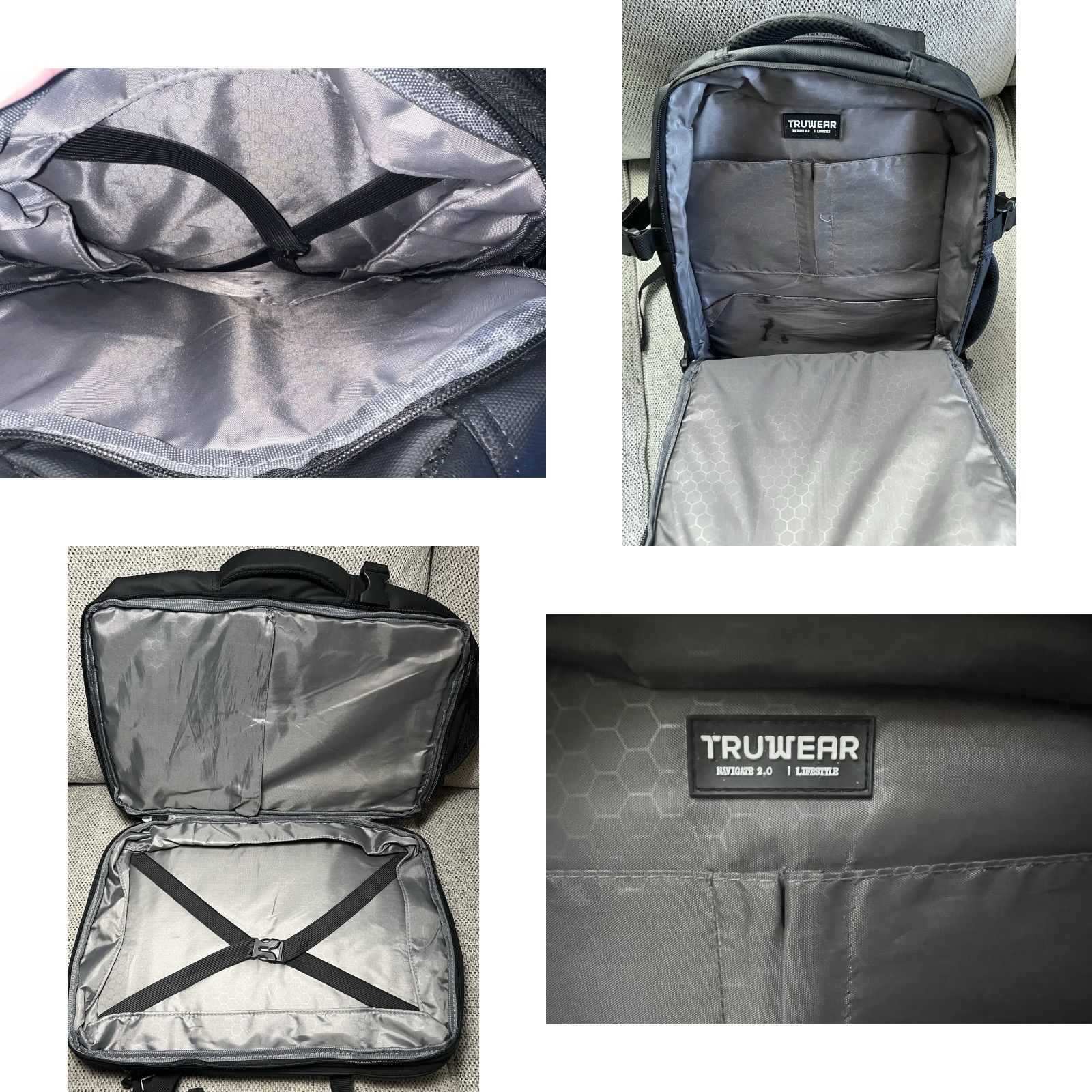 Vintage TRU WEAR Navigate 2.0 Backpack 15.6 Inch Laptop Expandable Backpack Black Nylon Unisex Adults Large College Outdoor School 18” x 13” x 4-6.75” Size ONE SIZE - 8 Thumbnail