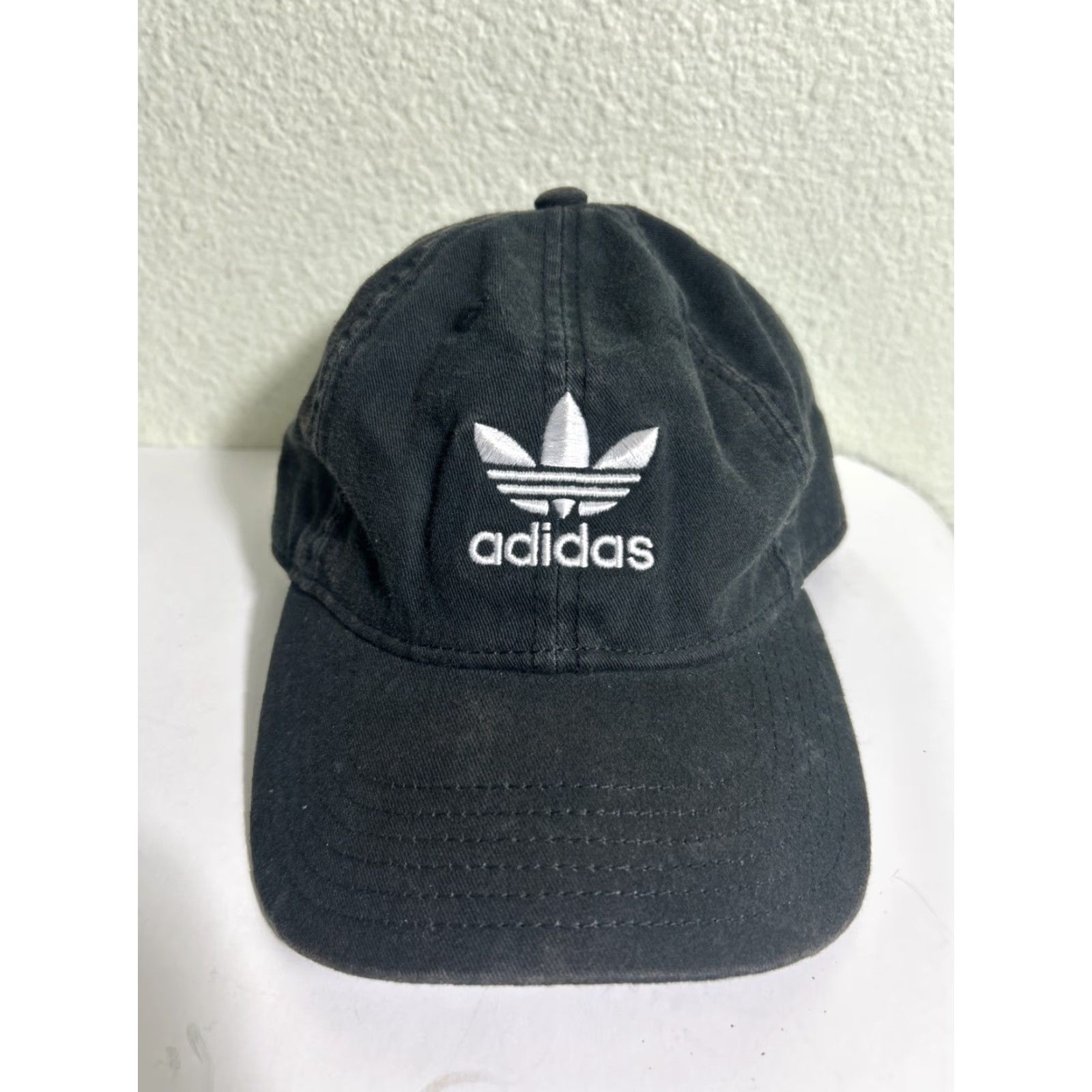 Adidas Adidas Strapback Dad Hat Adjustable Cotton Trefoil Black White Size ONE SIZE - 2 Thumbnail