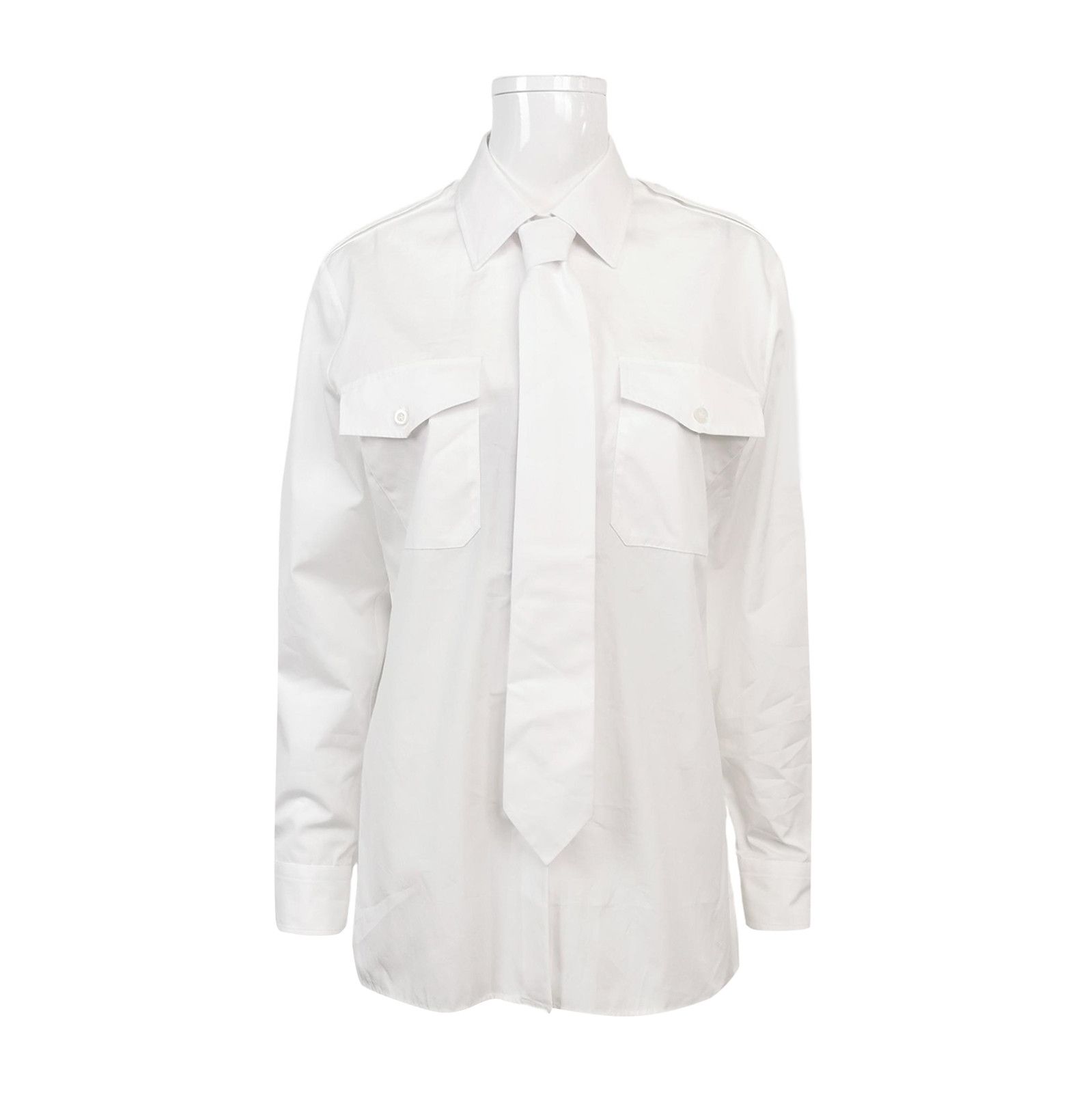 Prada Prada Cotton Long Sleeve Shirt with Tie 0089 Size S / US 4 / IT 40 - 1 Thumbnail