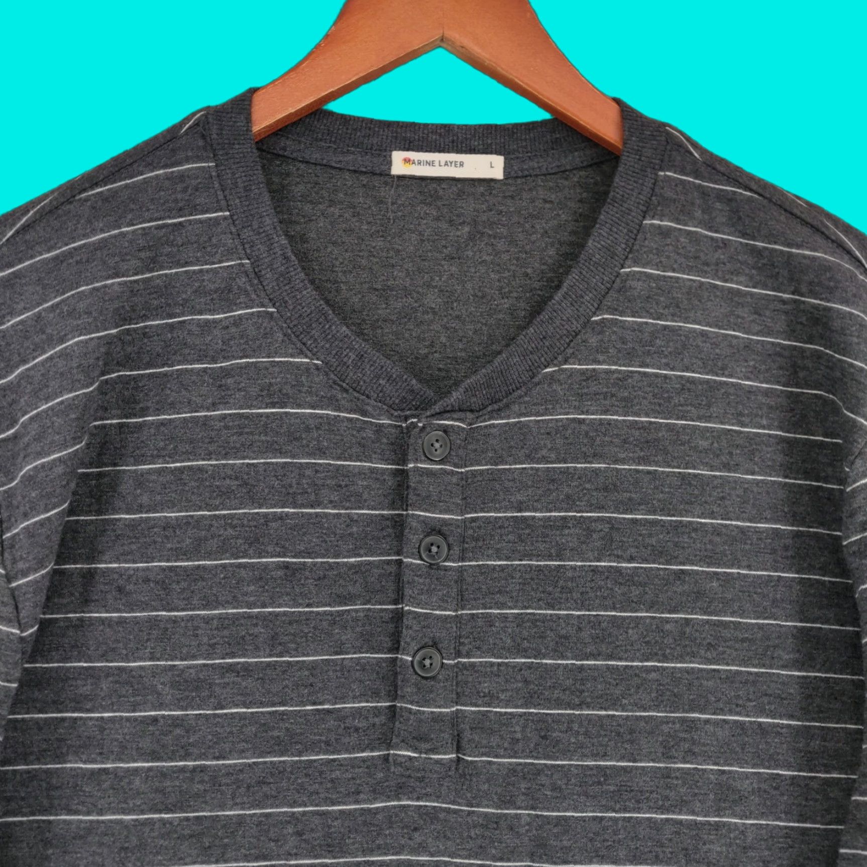 Marine Layer Marine Layer Shirt Mens L Striped Henley Double Knit Cabin Style Bohemian Classic Outdoor Preppy USA Mens Size US L / EU 52-54 / 3 - 1 Thumbnail