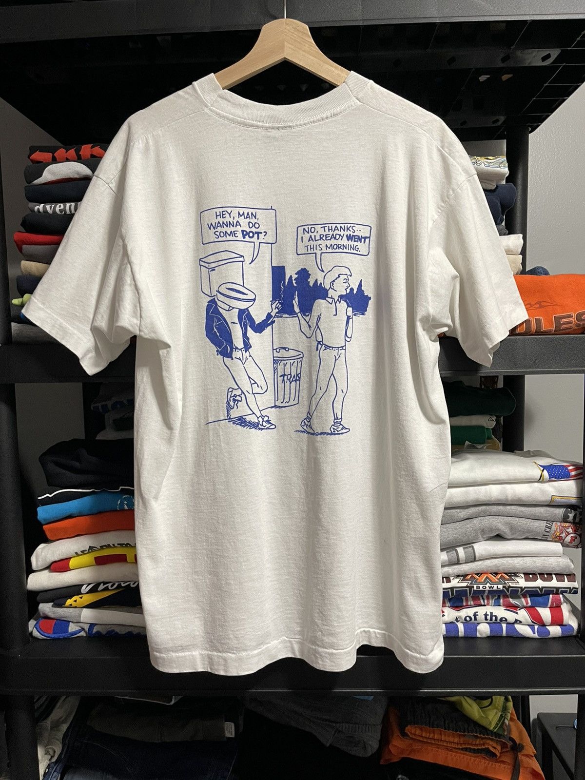 Vintage Vintage 90s Anti Drug Tee Single Stitch Funny Size US XL / EU 56 / 4 - 4 Thumbnail