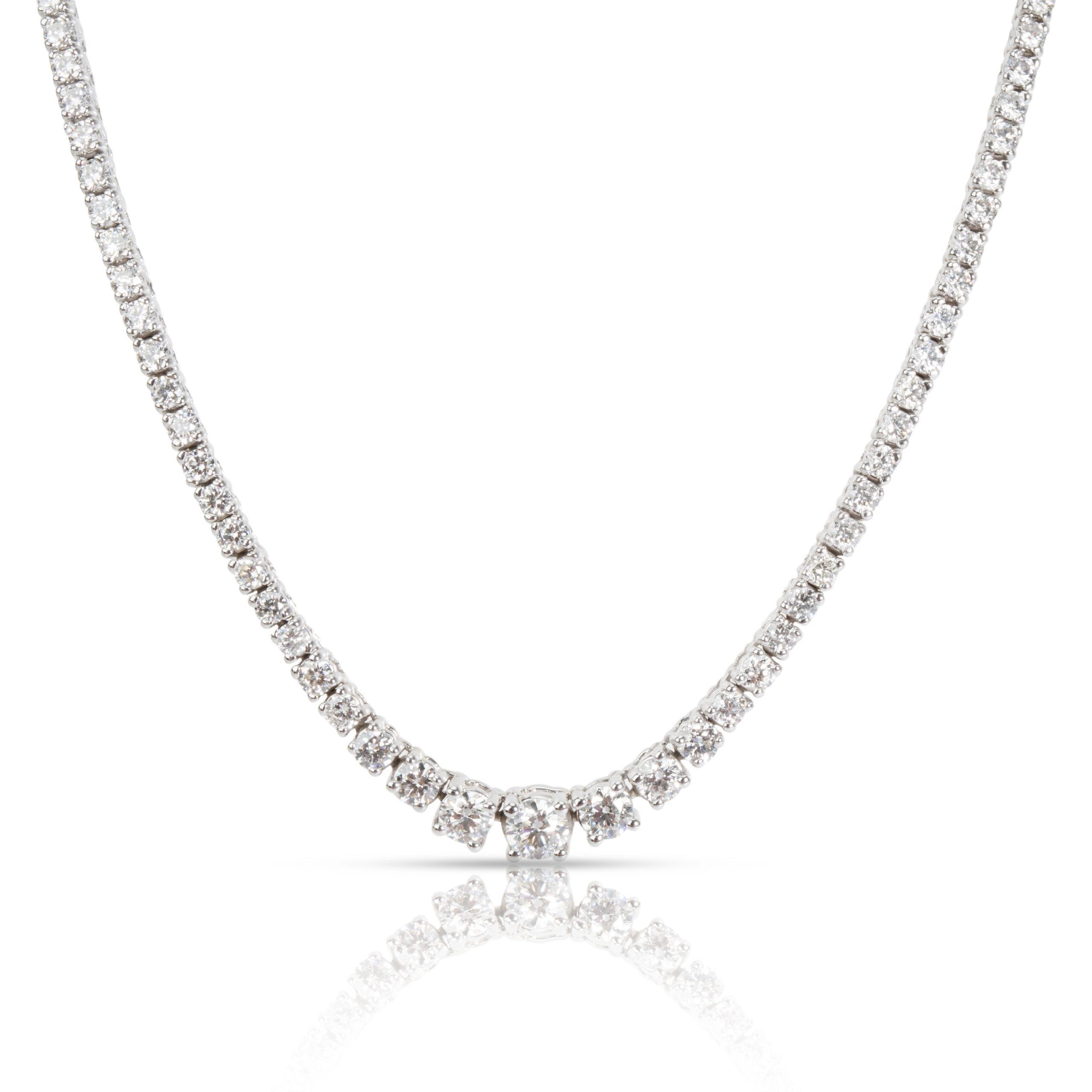 Four Prong Diamond Tennis Necklace in 14K White Gold G-H SI 7.50 CTW