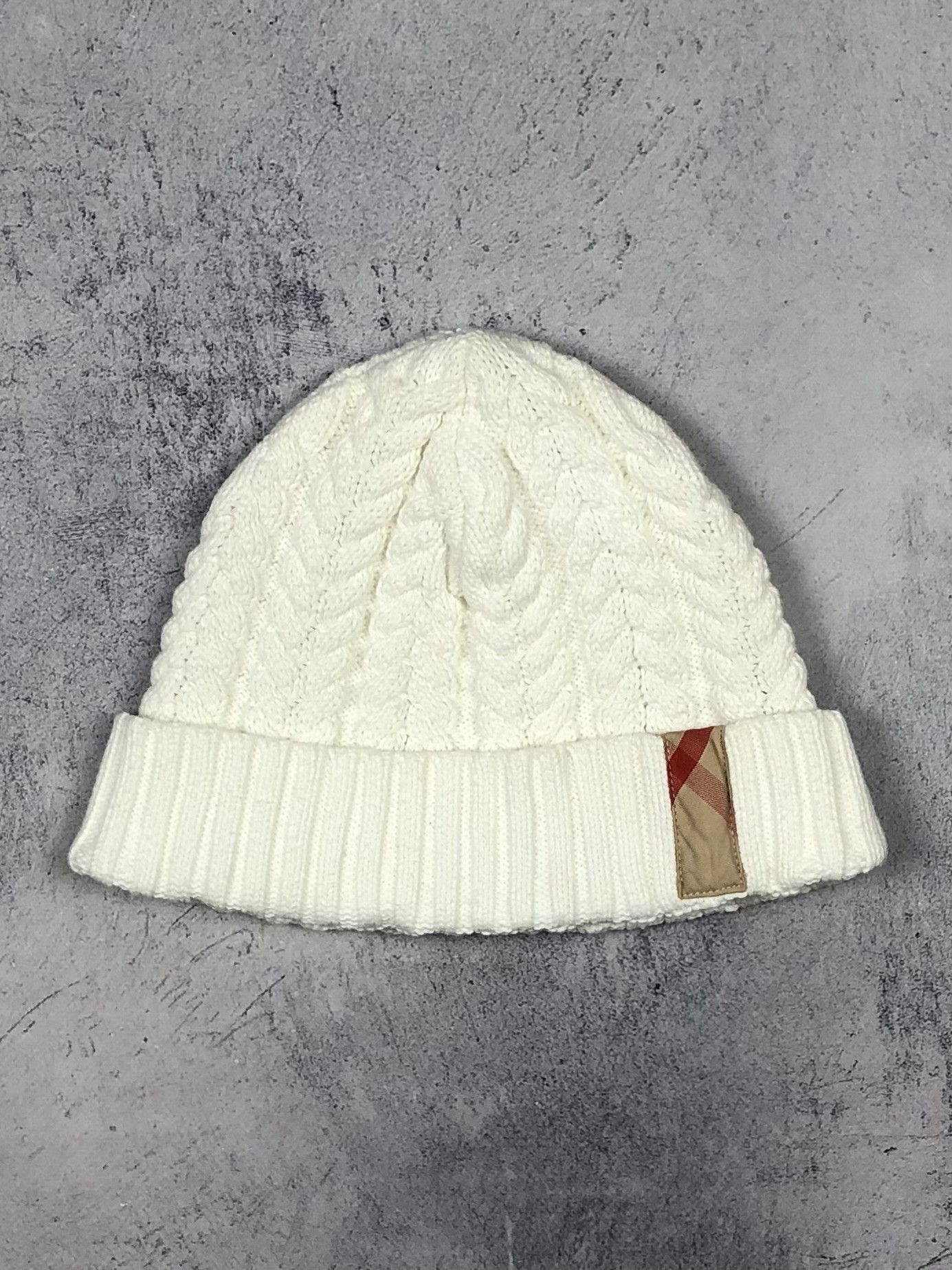 Burberry Burberry Cable Knit Beanie Hat Nova Check Plaid Tag Size ONE SIZE - 1 Thumbnail