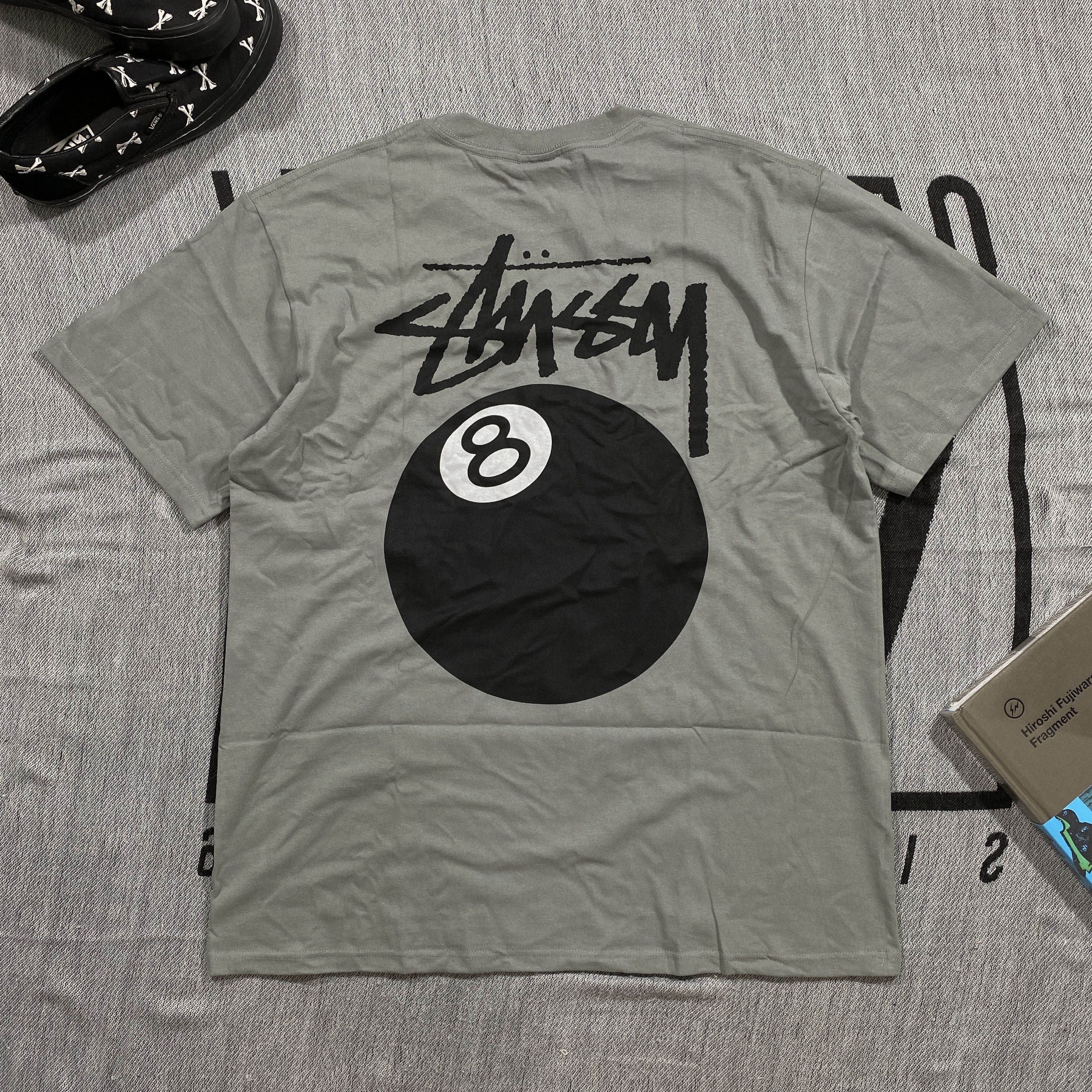 image of Stussy 8Ball Logo Tee Medium in Grey, Men's
