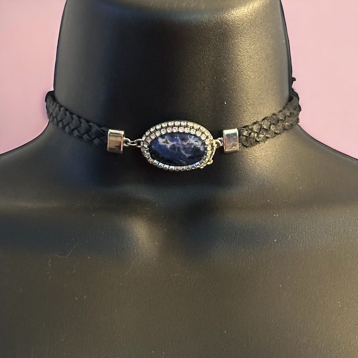 White House Black Market WHBM blue lapis rhinestone accent braided collar choker Size ONE SIZE - 1 Thumbnail