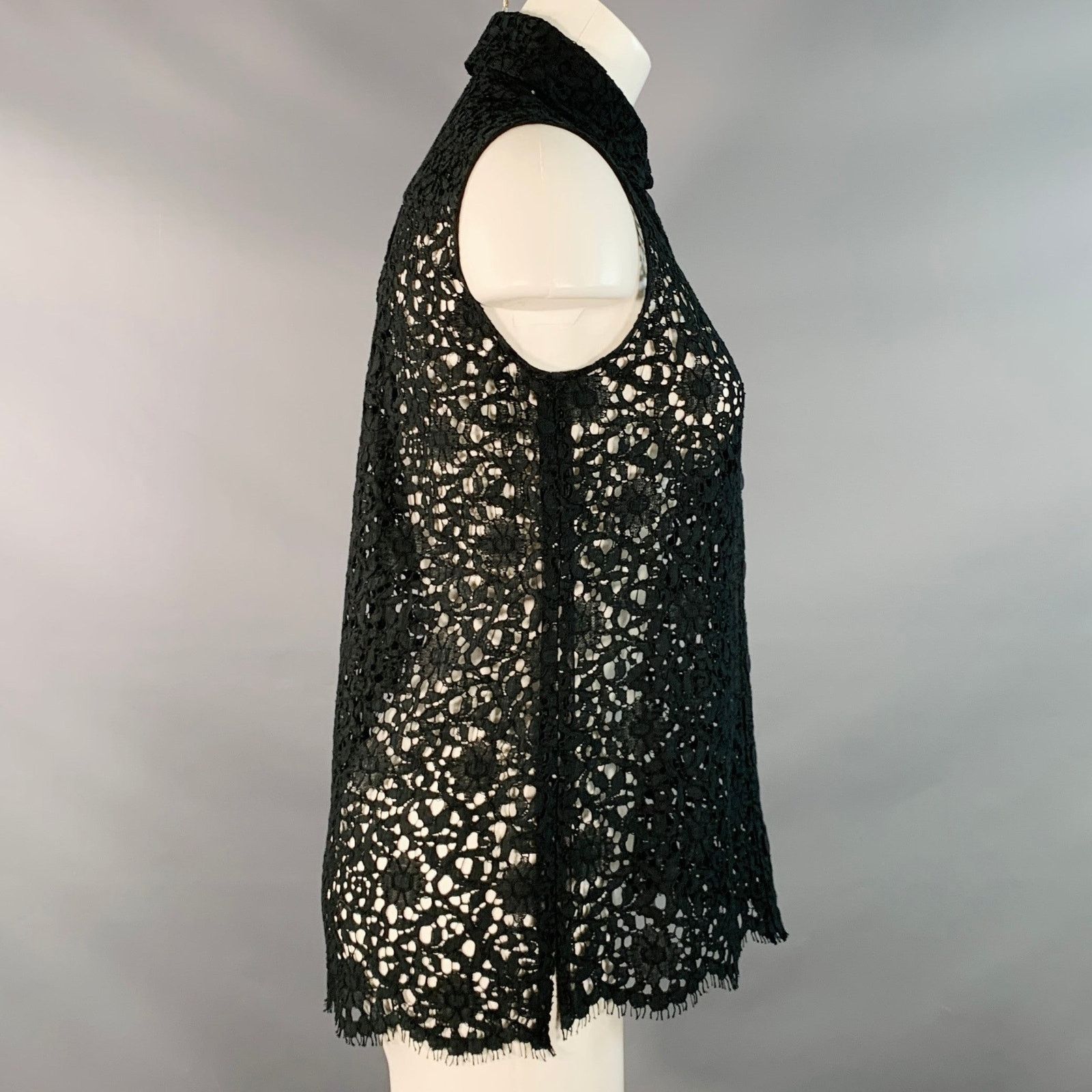 Erdem ERDEM Size 4 Black Lace Sleeveless Button Up Blouse Size S / US 4 / IT 40 - 2 Thumbnail