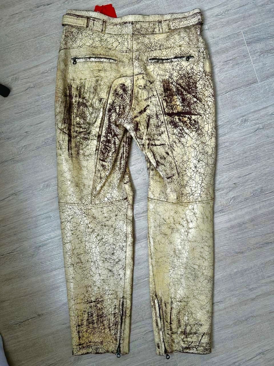 Diesel DIESEL P-ALAN CRACKED GOLD COATED DISTRESSED LEATHER PANTS Size US 36 / EU 52 - 3 Thumbnail