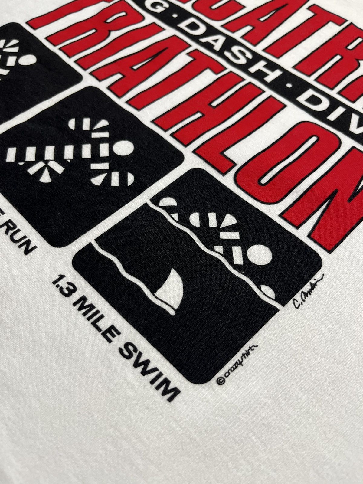 Vintage Vintage 90’s Alcatraz Triathlon single snitch heavy boxy tee Size US M / EU 48-50 / 2 - 7 Thumbnail