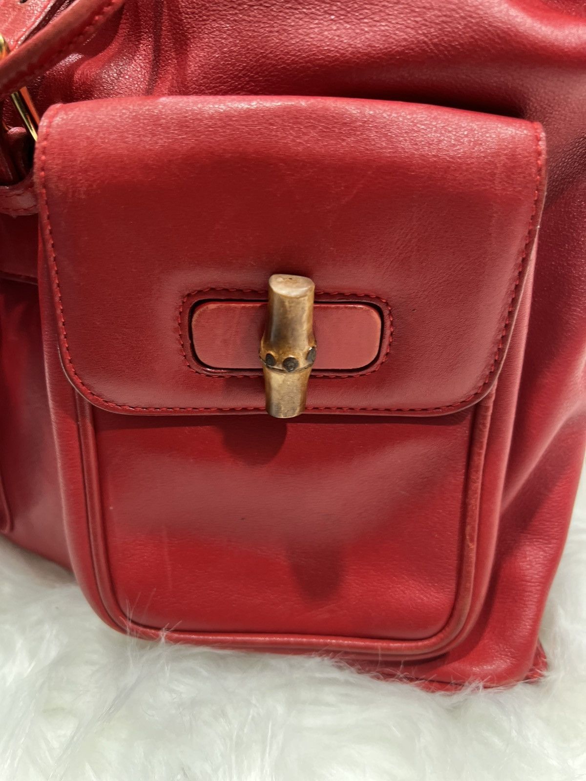 Gucci Vintage Gucci Red Bamboo Backpack – Y2K Tom Ford Era Size ONE SIZE - 2 Thumbnail