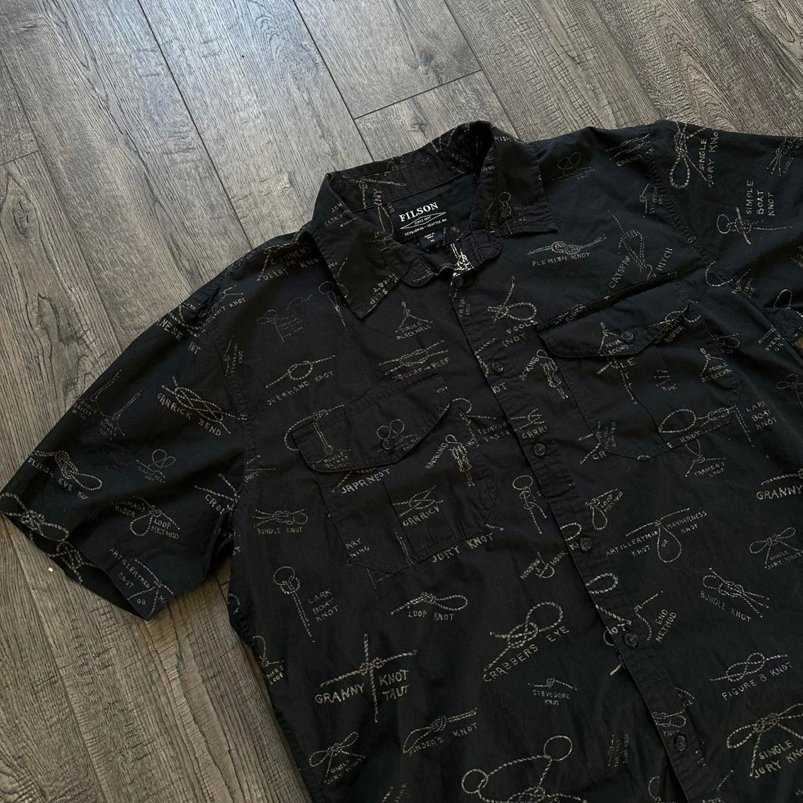 Filson Black Faded Cotton Filson Knot Button Up Short Sleeve Camp Size US XL / EU 56 / 4 - 4 Thumbnail