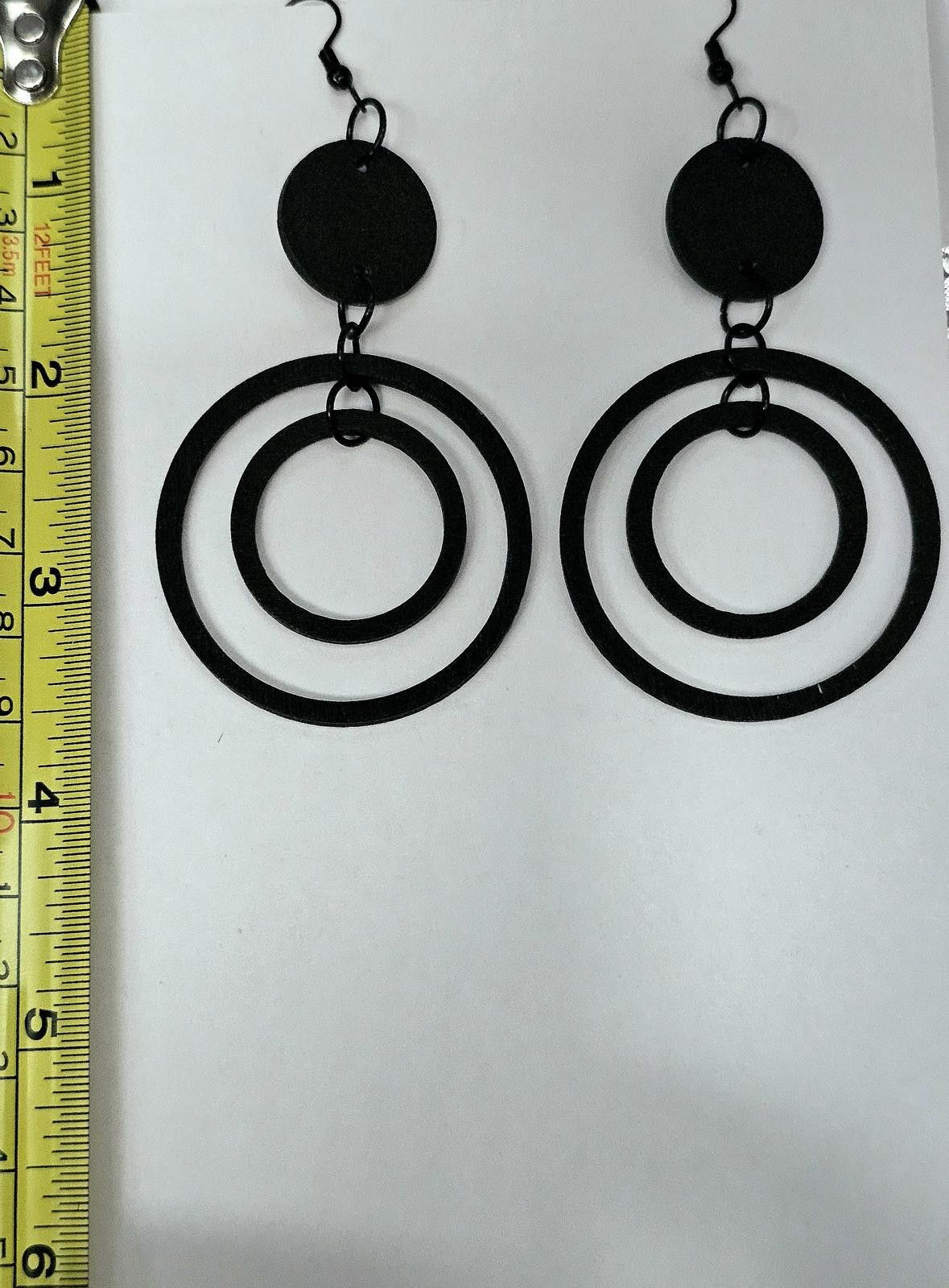 The Unbranded Brand Black Circle Wood Dangle Earrings Size ONE SIZE - 2 Thumbnail