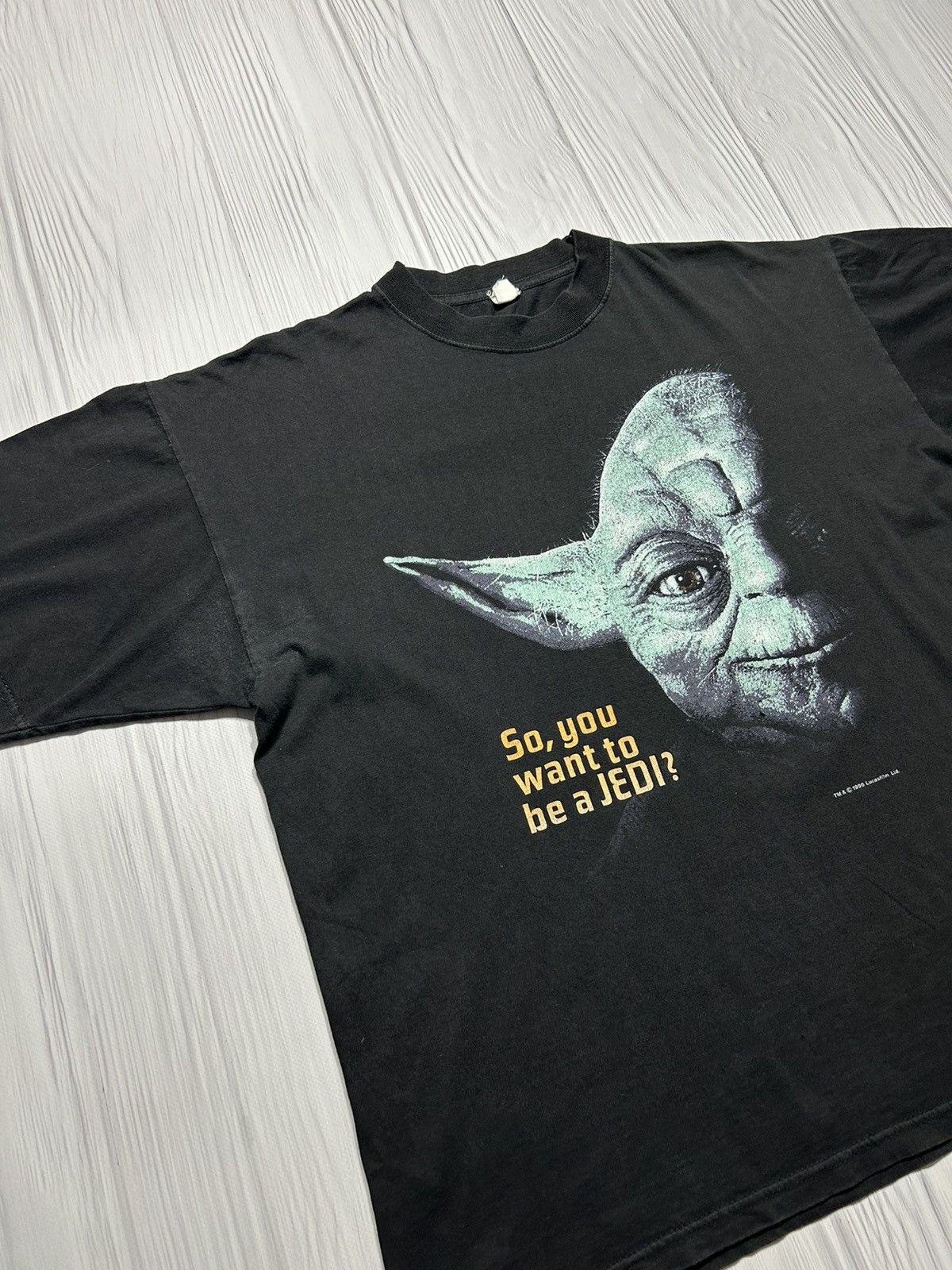 Vintage RARE Vintage 1996 Yoda Want to Be Jedi Star Wars T-Shirt Size US L / EU 52-54 / 3 - 3 Thumbnail