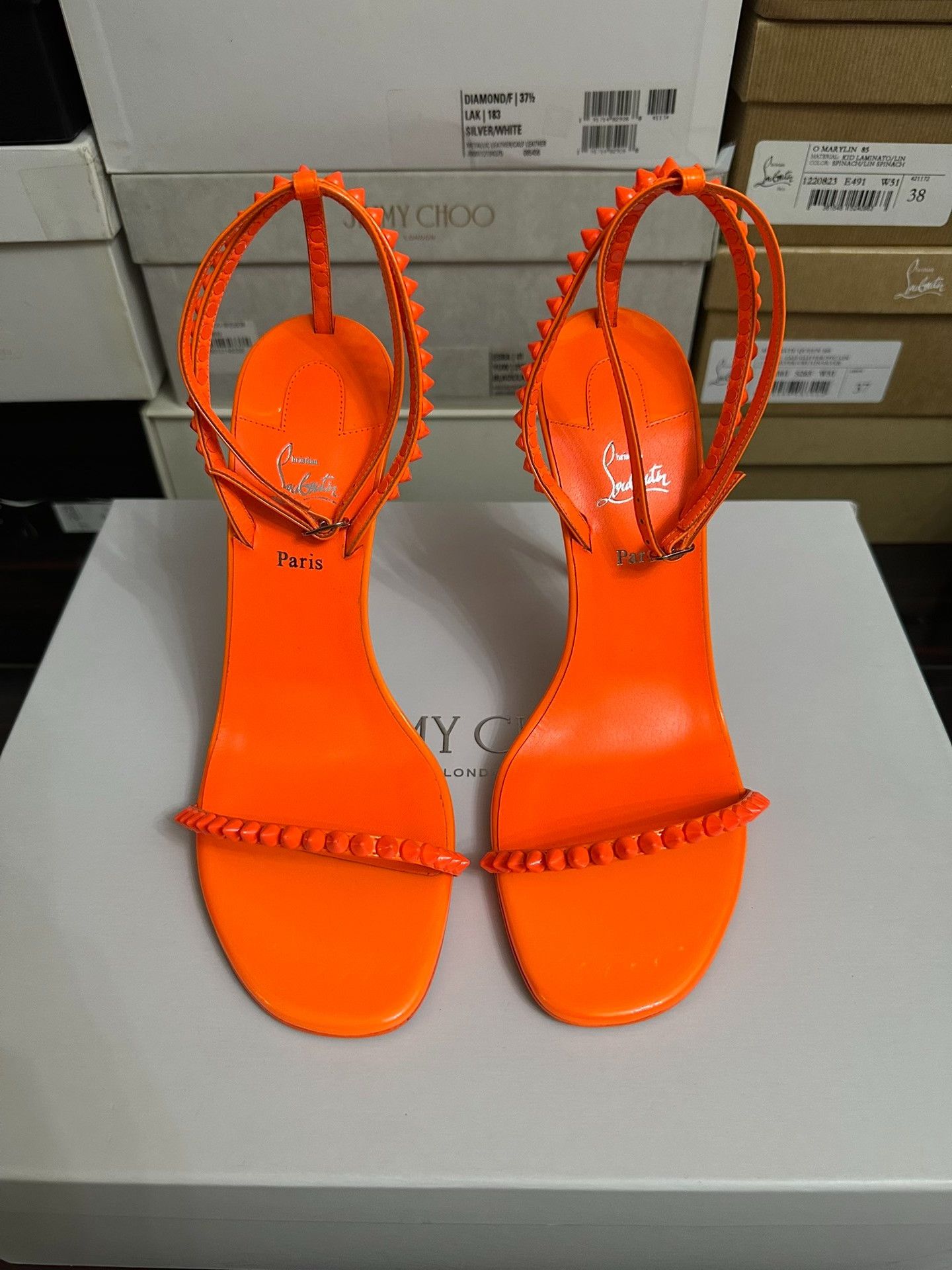 Christian Louboutin Christian Louboutin Orange High-Heel Sandals Size US 8 / IT 38 - 1 Thumbnail
