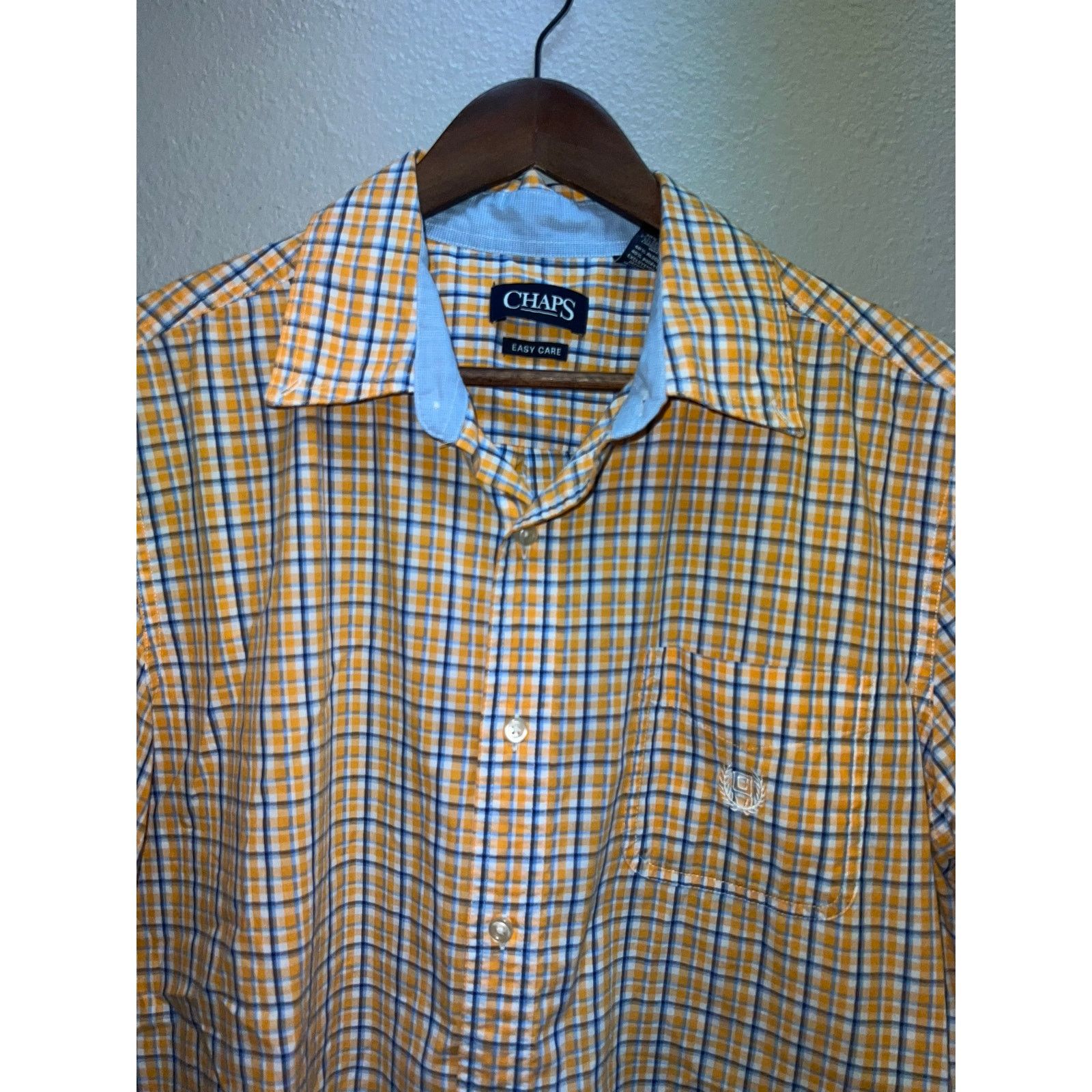 Chaps Chaps Button Up Shirt Orange Blue Easy Care office Summer L Size US L / EU 52-54 / 3 - 2 Thumbnail