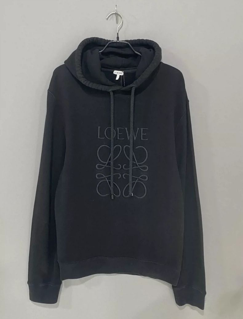 Loewe Loewe Black embroidered logo hoodie Size L / US 10 / IT 46 - 1 Thumbnail