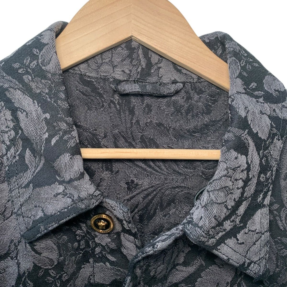 Versace Versace Barocco Jacquard Denim Black Gray Jacket 54 Size US L / EU 52-54 / 3 - 3 Thumbnail
