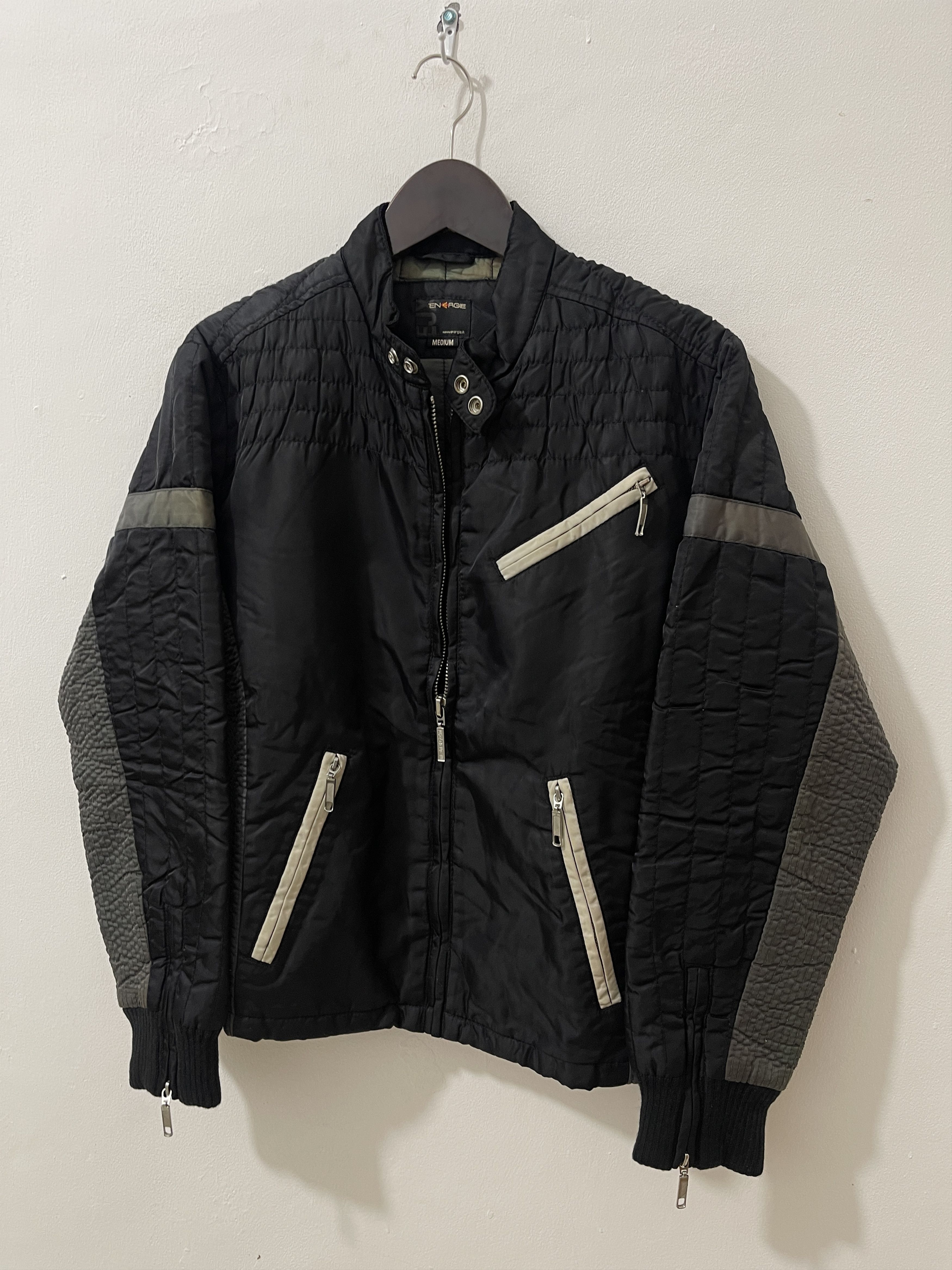 Vintage Vtg Energie Designer Y2k Biker Jacket Size US L / EU 52-54 / 3 - 2 Thumbnail
