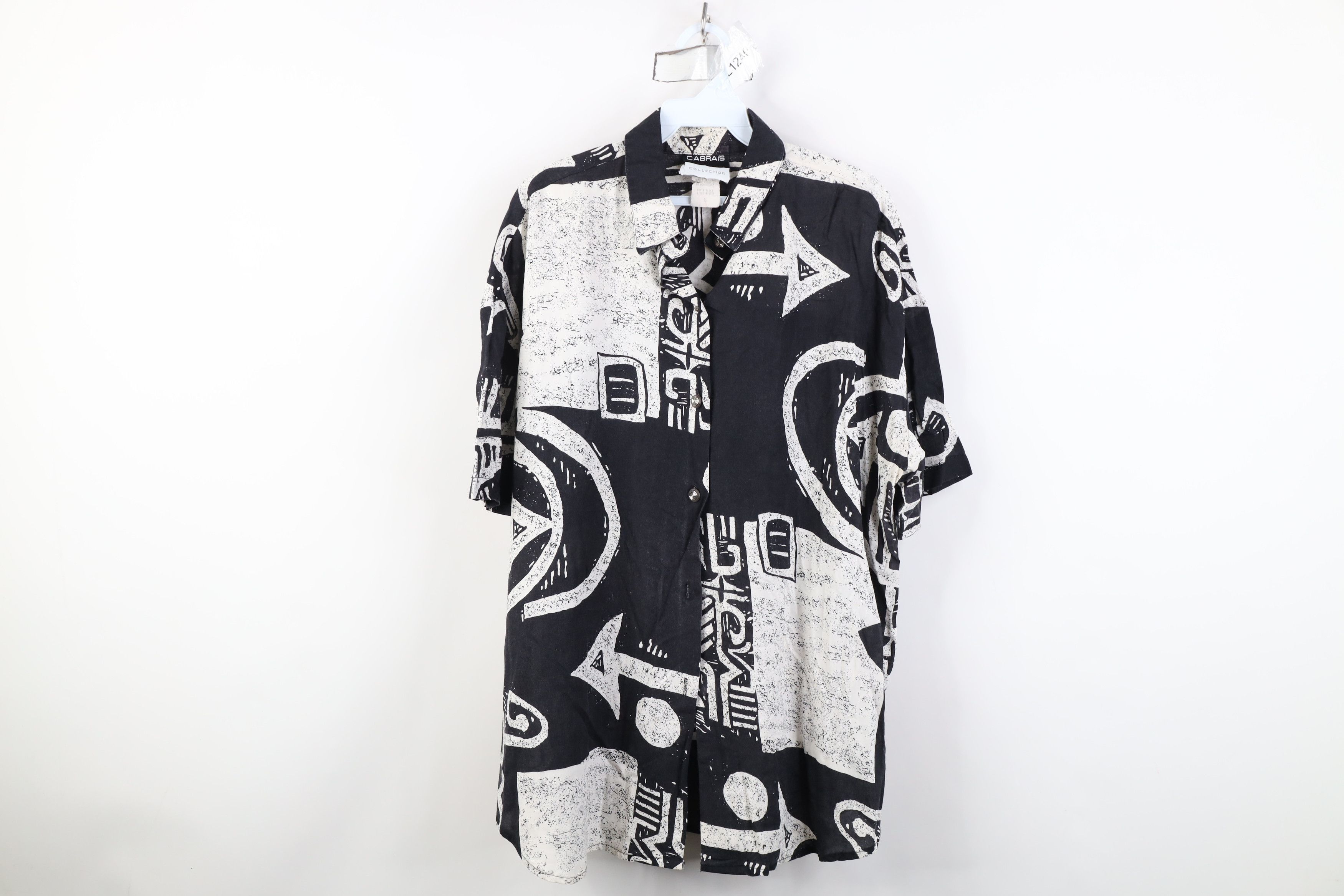 Vintage Vintage 90s Streetwear Gabardine Abstract Art Button Shirt Size L / US 10 / IT 46 - 1 Thumbnail
