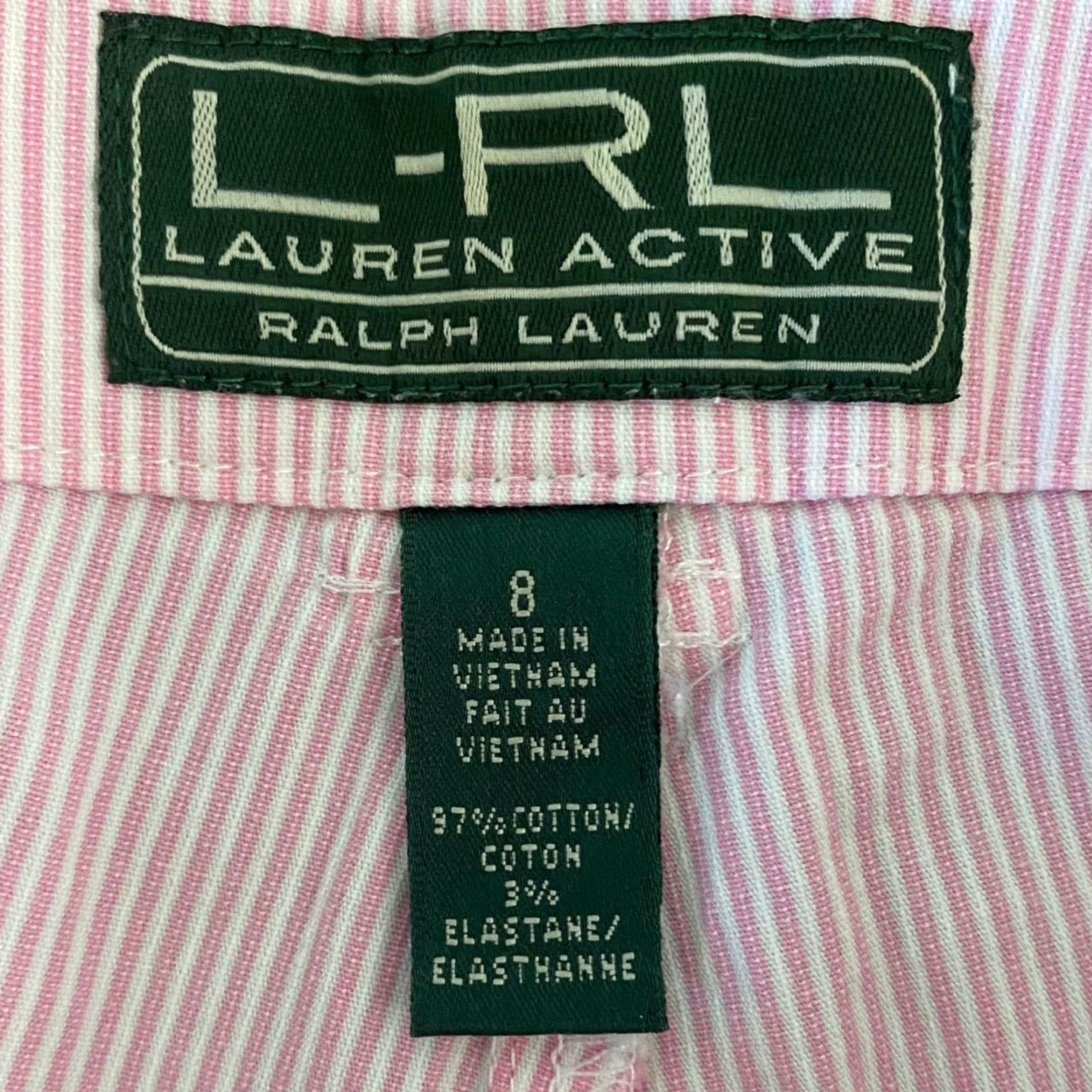Ralph Lauren Lauren Ralph Lauren Active Capri Pants Womens 8 Pink White Stripe Stretch Pockets 97% Cotton 3% Elastane Beach Preppy Size 30" / US 8 / IT 44 - 7 Thumbnail