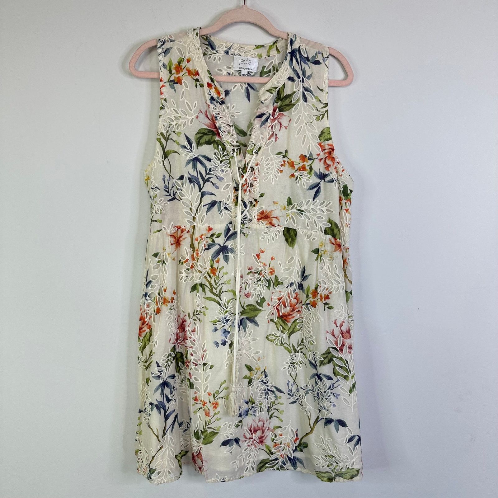 Johnny Was Johnny Was Jade Floral Caprice Lace Up Mini Dress Large Size L / US 10 / IT 46 - 1 Thumbnail