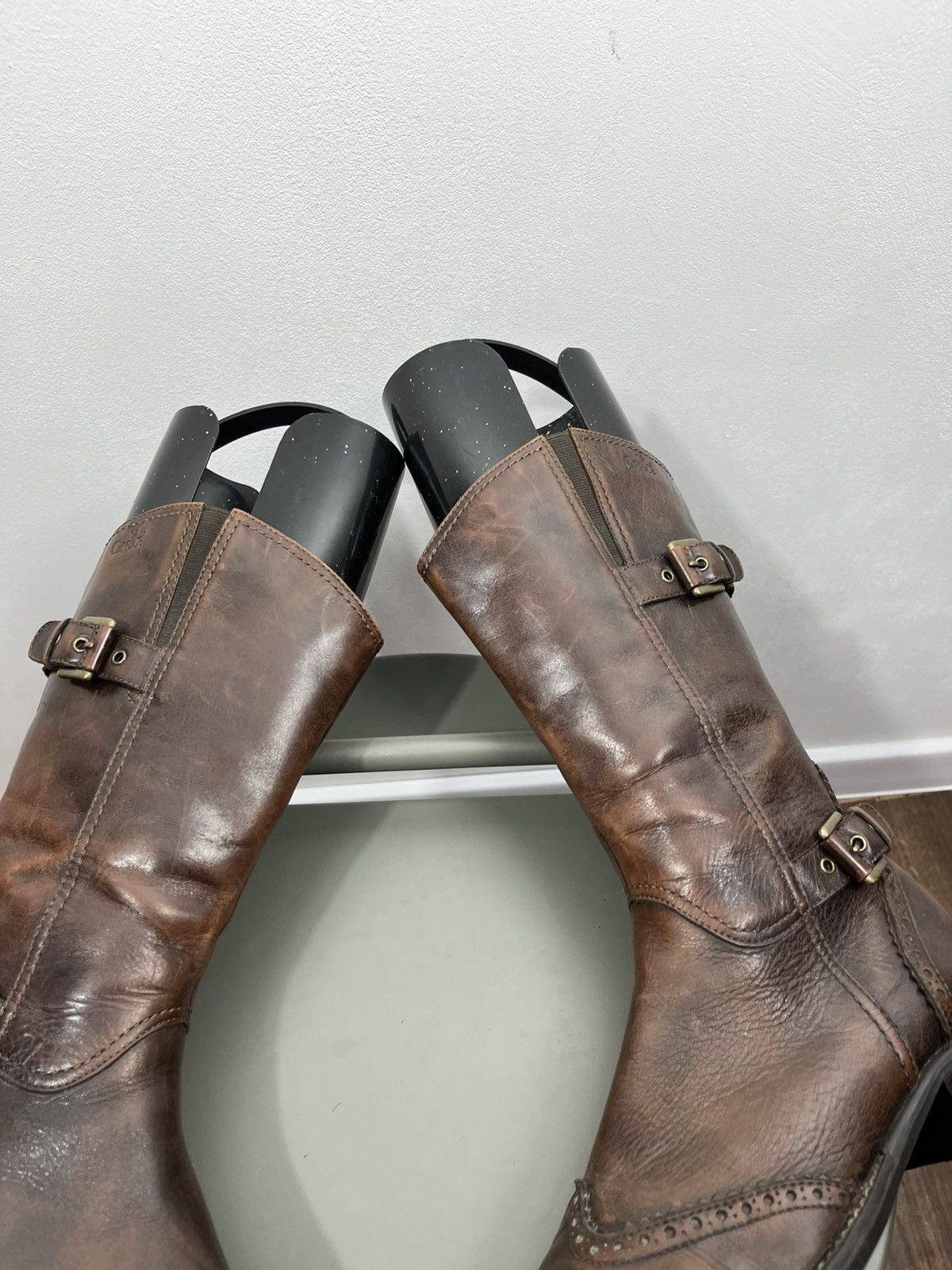 Other Vintage Brown Leather Buckle Boots US 6.5 Distressed Style Size US 6.5 / IT 36.5 - 2 Thumbnail