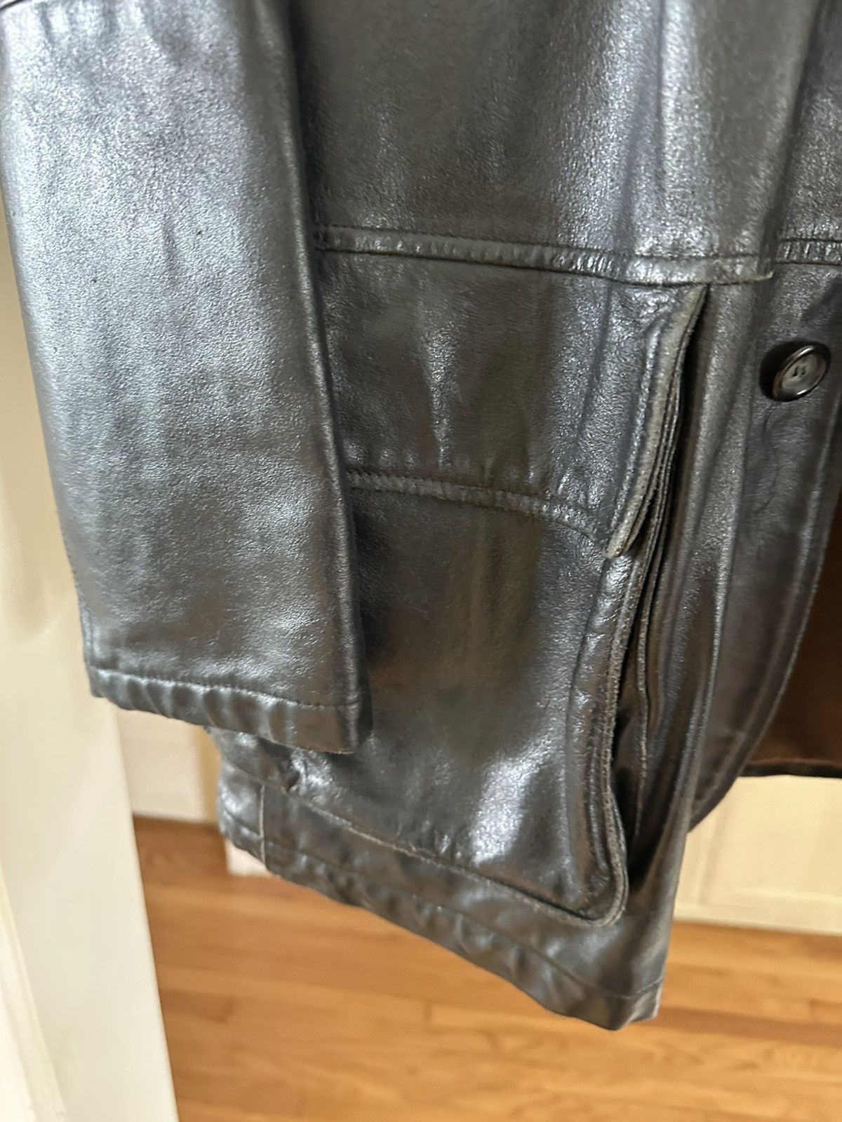 Giorgio Armani Armani Jeans Leather Car Coat Size US L / EU 52-54 / 3 - 3 Thumbnail