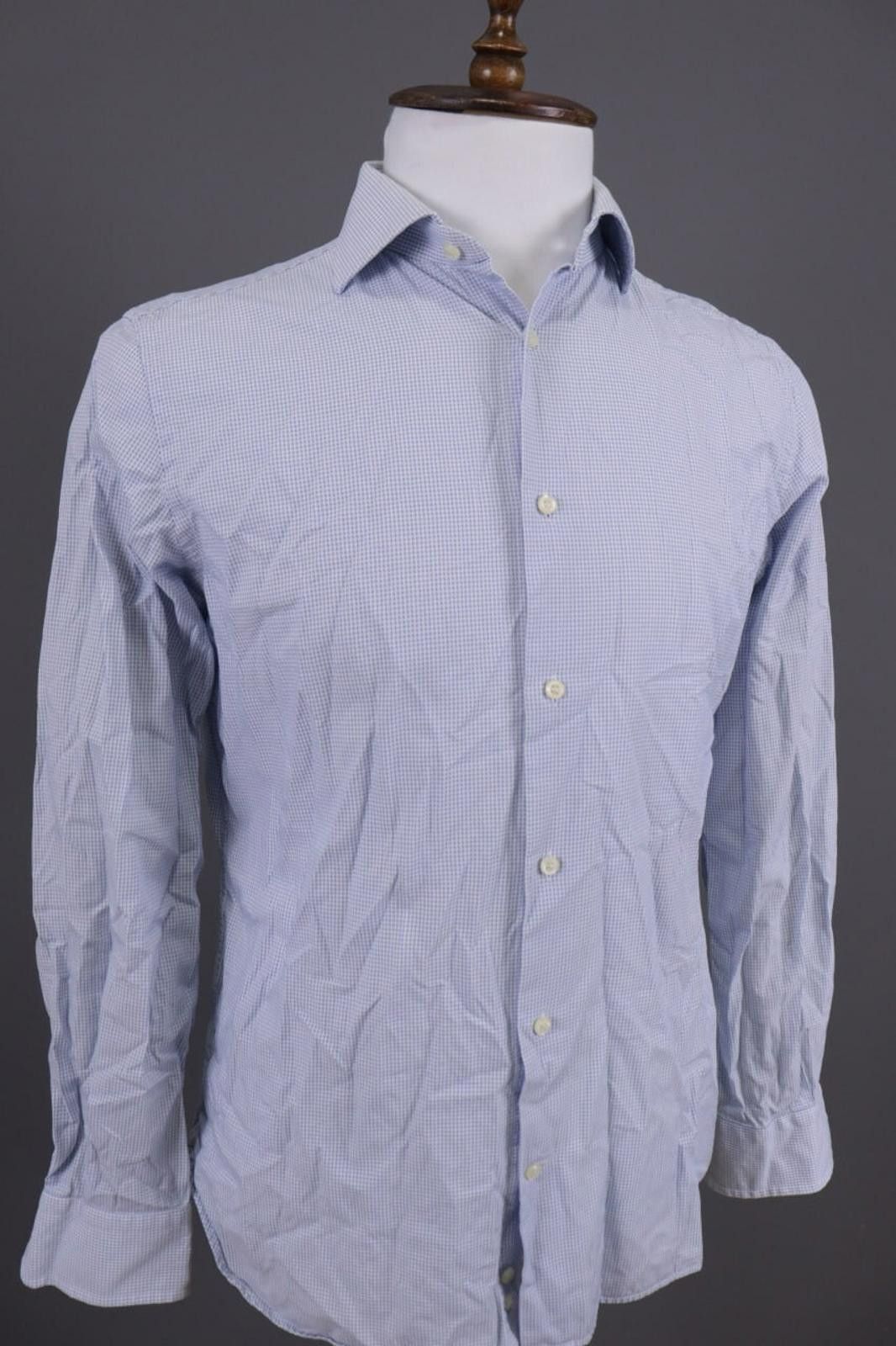 Designer Boggi Milano Tailored Fit Blue Button Down Shirt 41 / 16 Size US M / EU 48-50 / 2 - 4 Thumbnail