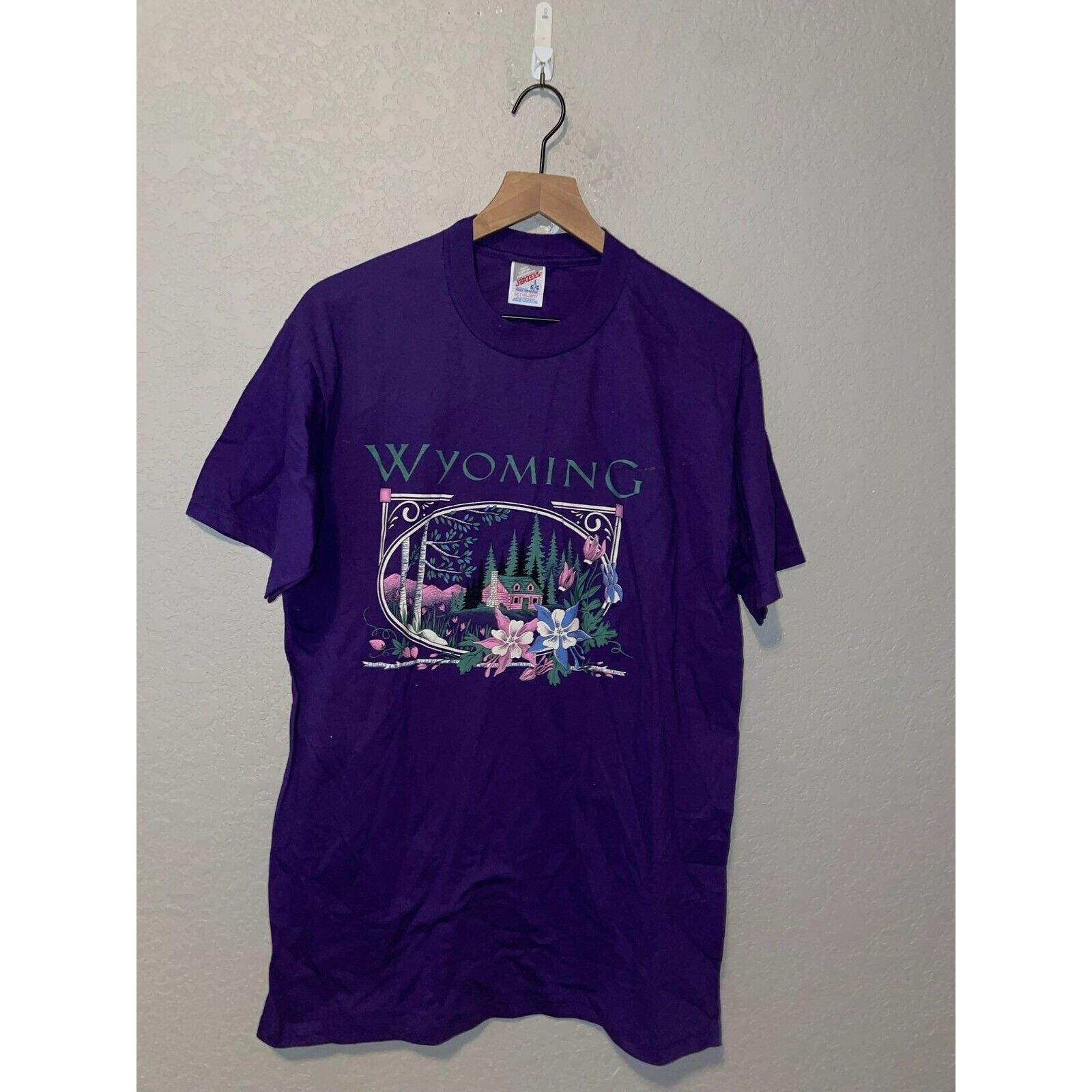 Jerzees Vintage Wyoming Shirt Mountain Cabin Tee VTG 90s L Large Size US L / EU 52-54 / 3 - 1 Thumbnail
