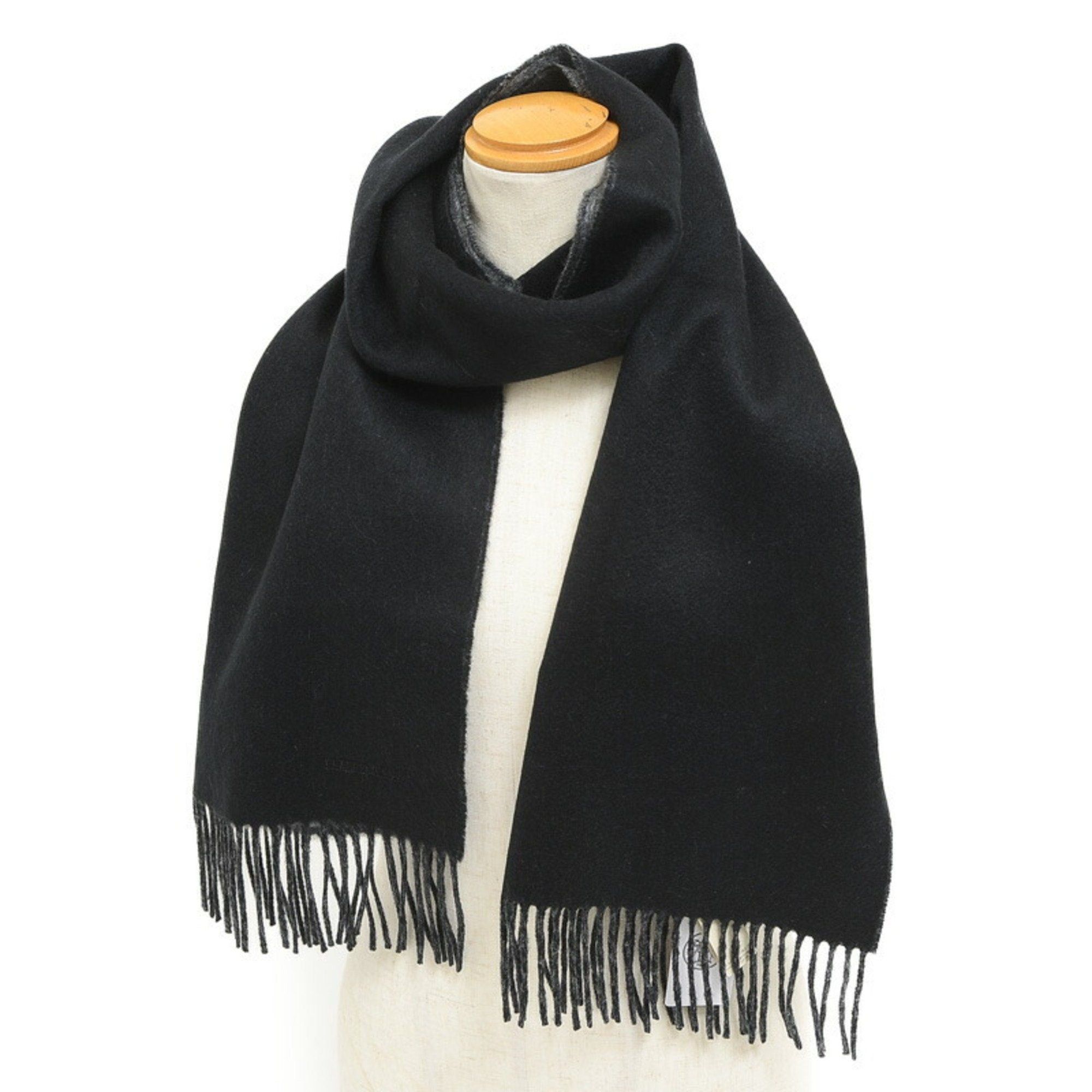image of Hermes Recto Verso Muffler Black Flannel Gray 100% Cashmere 40×160, Women's
