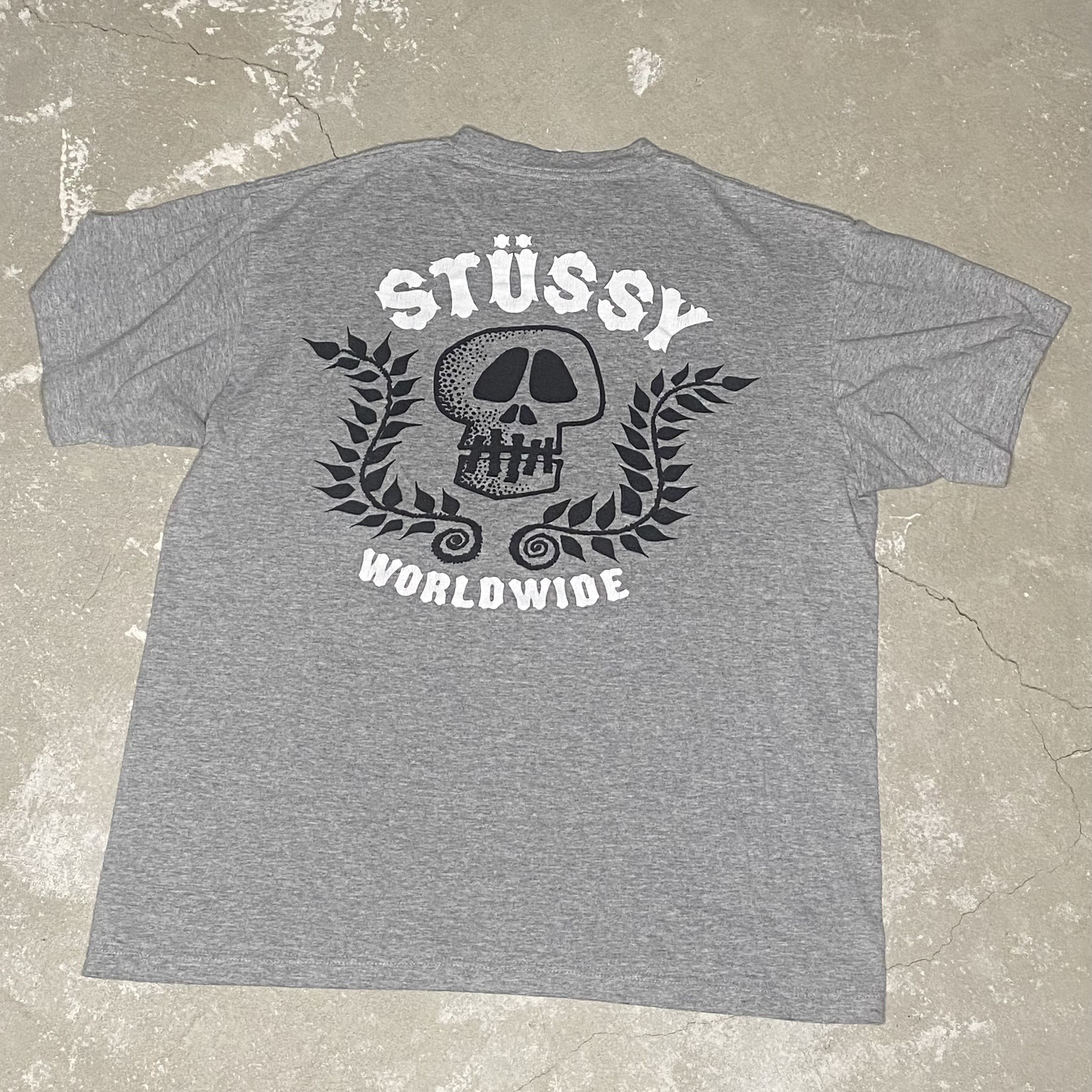 Stussy Stussy Worldwide Grey Skull T-Shirt Size US M / EU 48-50 / 2 - 2 Thumbnail