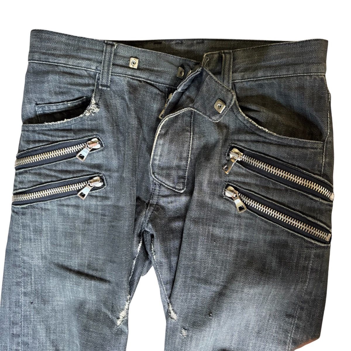 Balmain Decarnin 4 Zip Denim Bikers | Grailed