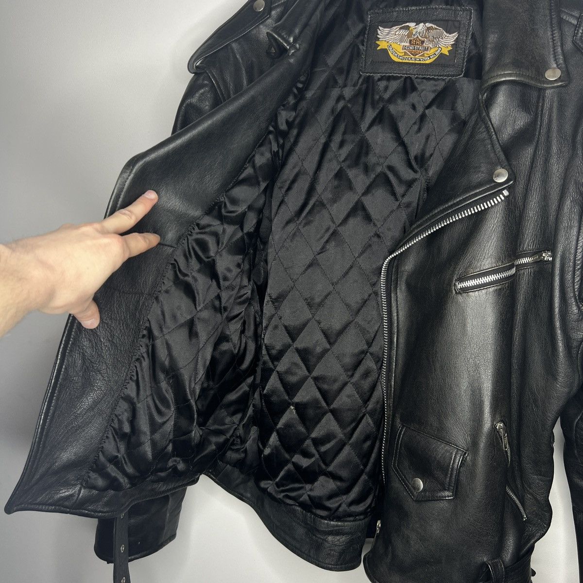 Harley Davidson × Vintage Vintage Rare Belt Y2K Moto Racing Leather Jacket Ramones 90s Size US XL / EU 56 / 4 - 13 Thumbnail