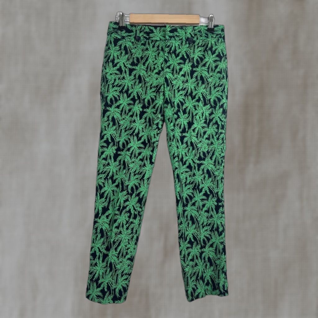 Banana Republic Banana Republic Martin-Fit Pants Palm Trees Stretch Casual Flat Front Zip Multi-Color Women Regular Size 6 30x26 Size 28" / US 6 / IT 42 - 1 Thumbnail
