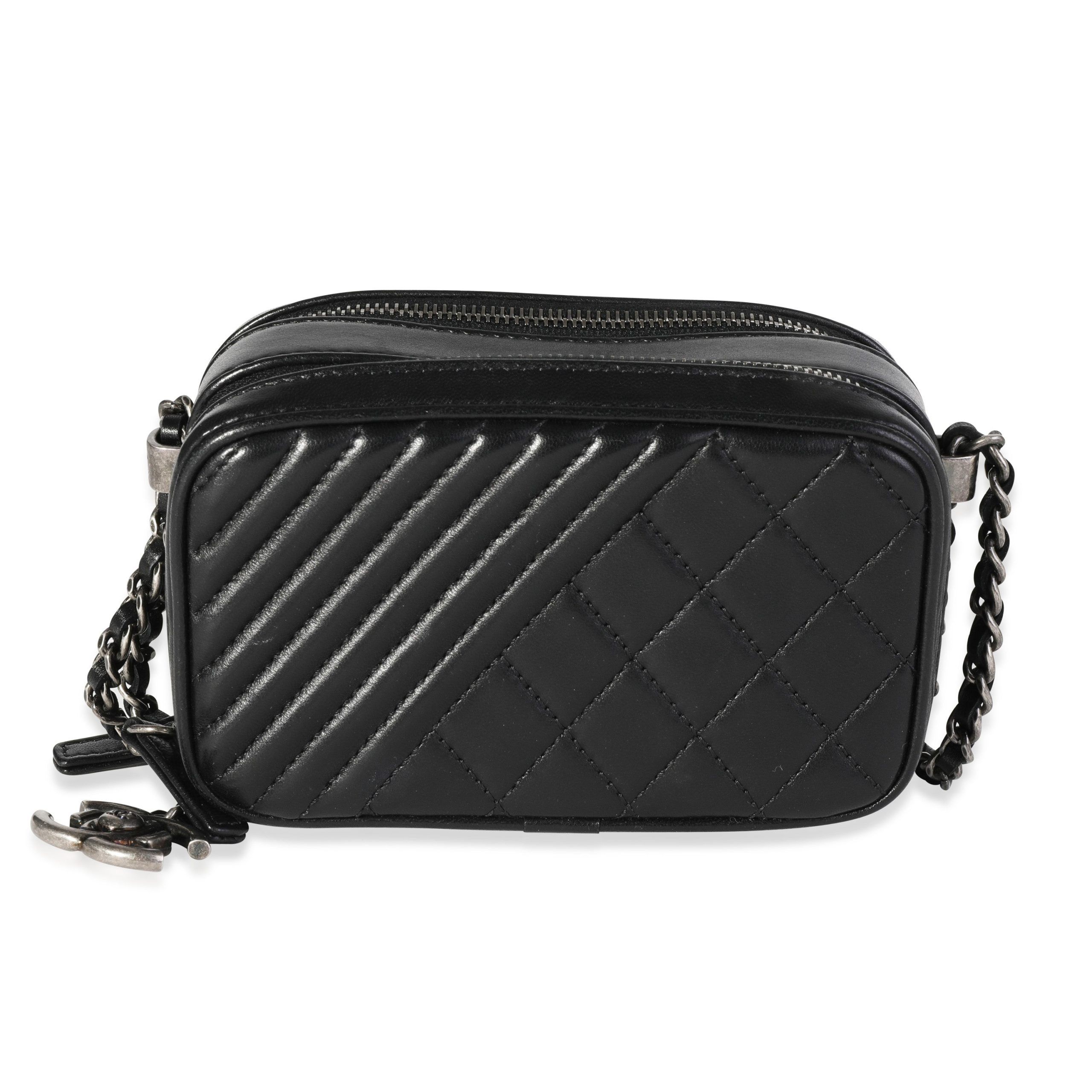 image of Chanel Black Quilted Lambskin Coco Boy Camera Case, Women's