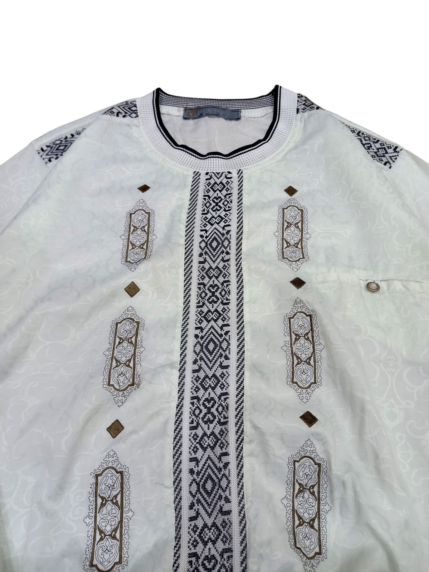 Designer × Playboy × Vintage Rare! Vintage Playboy Retro Pimp Style Jacquard Viscose Top Size US L / EU 52-54 / 3 - 3 Thumbnail