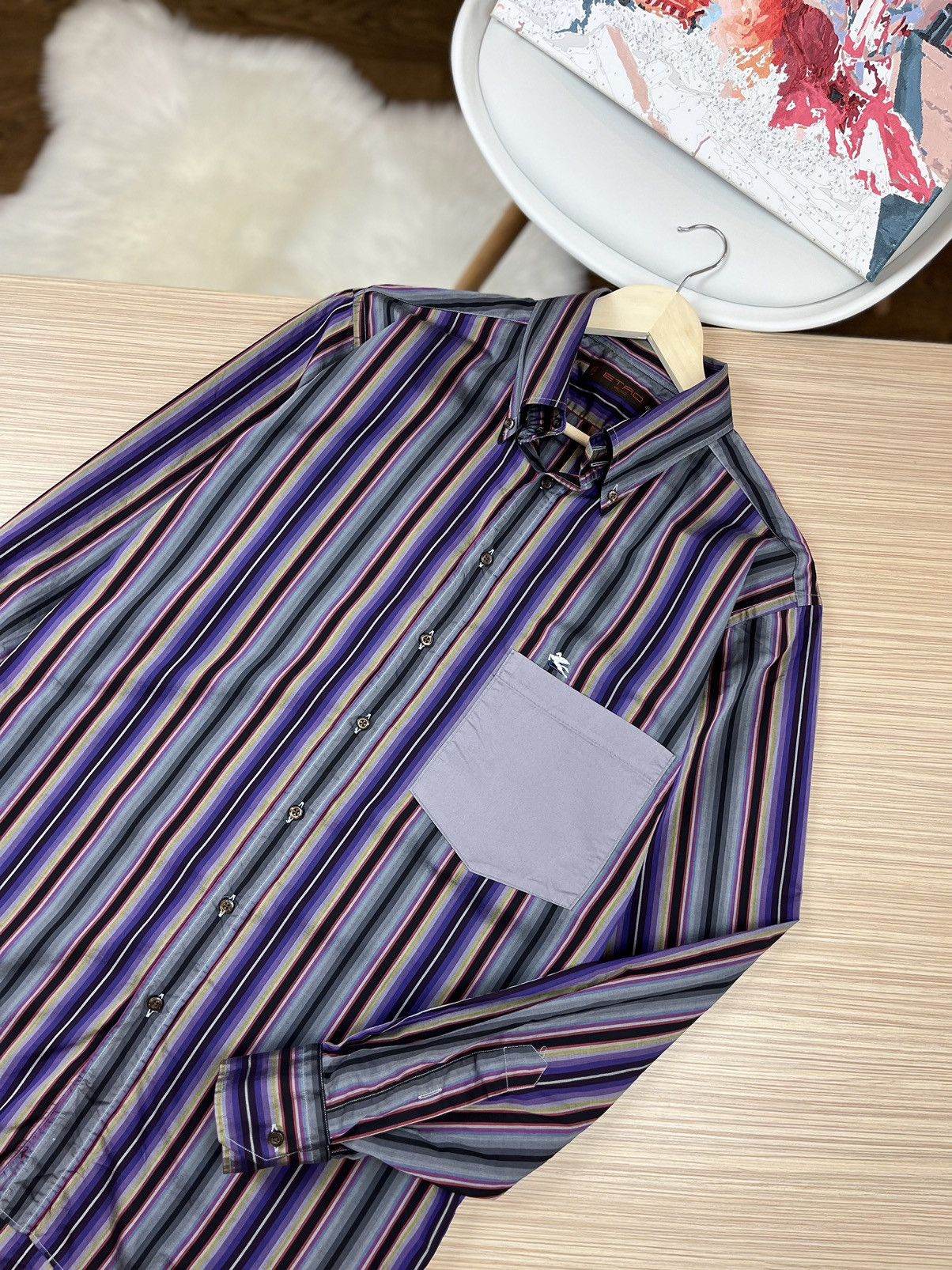 Designer × Etro Vintage Luxury Etro Shirts Size US XL / EU 56 / 4 - 2 Thumbnail