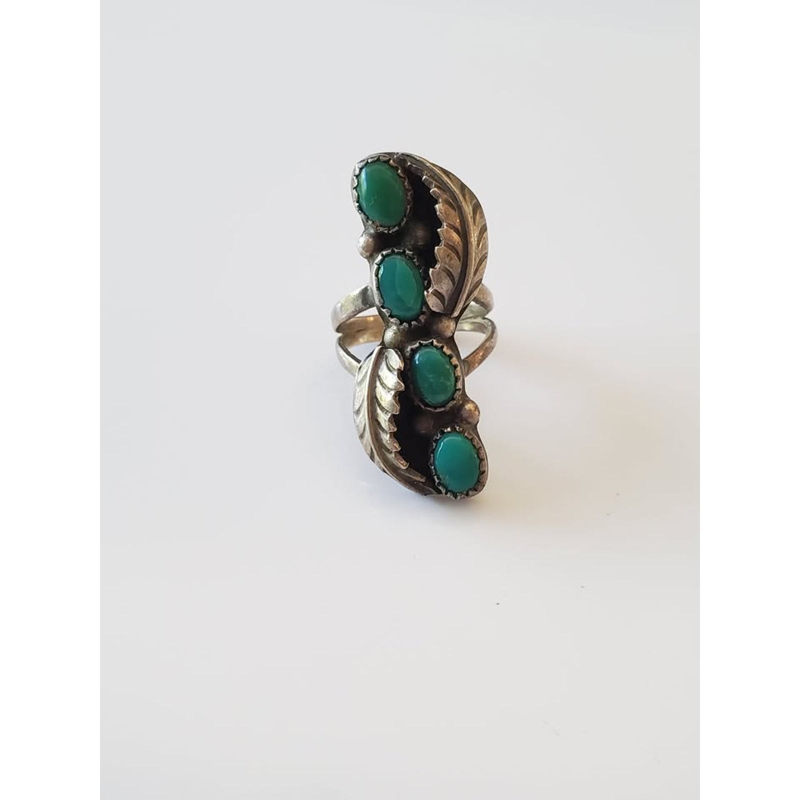 Other Vintage Turquoise Navette Sterling Silver Ring Size ONE SIZE - 1 Thumbnail