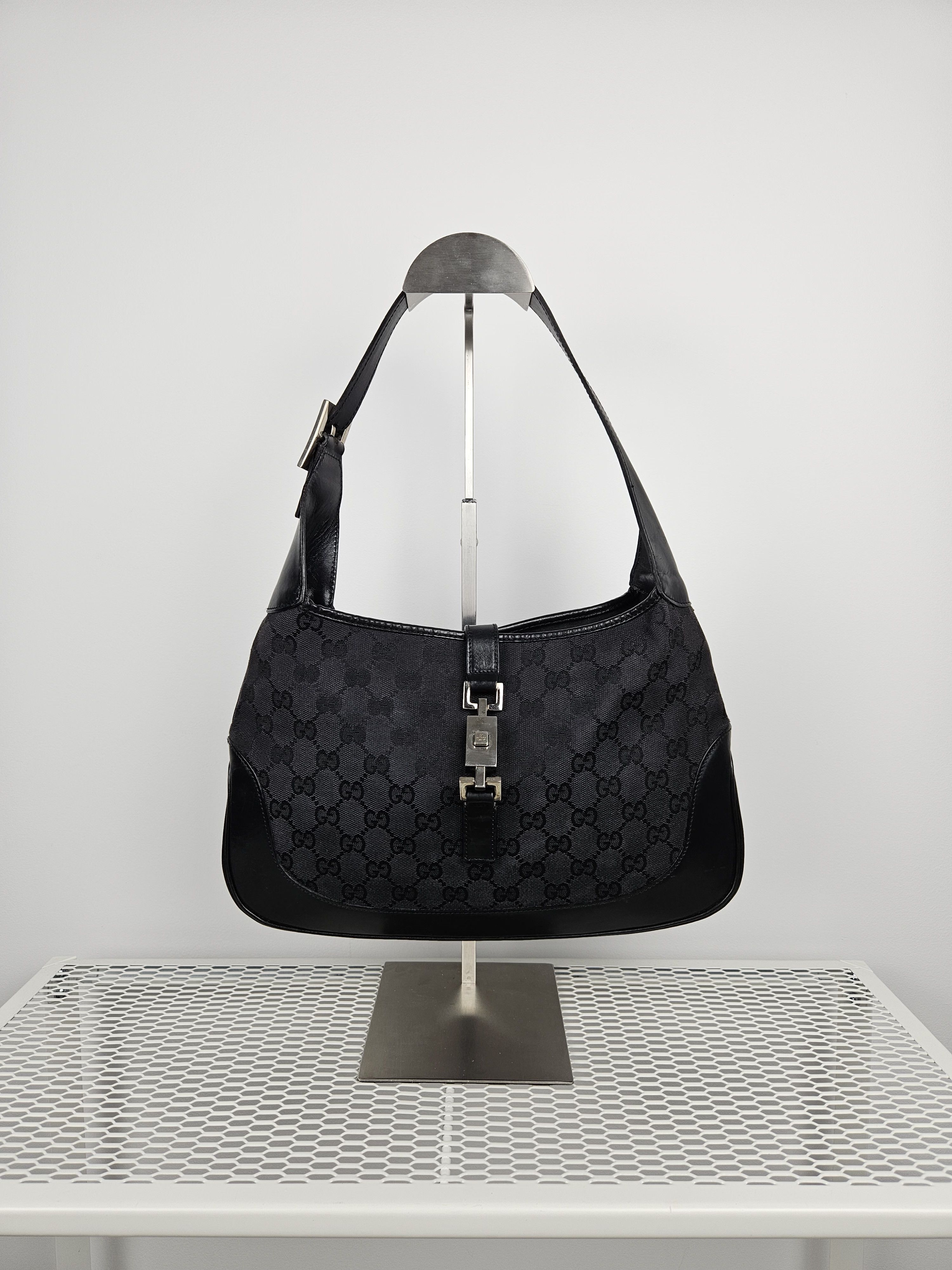 Gucci Jackie Black Monogram Canvas And Leather Shoulder Bag, Women's