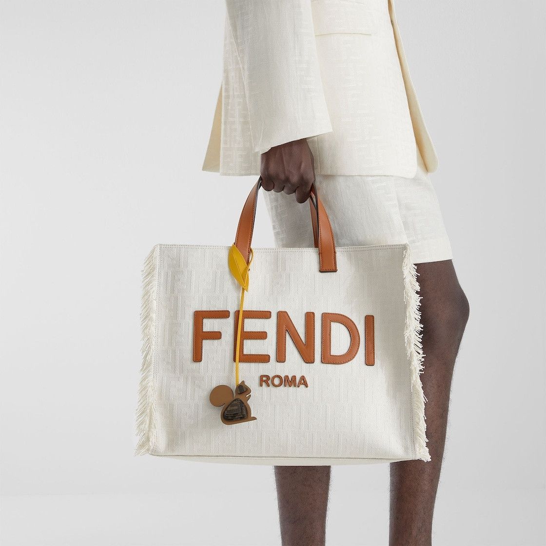 Fendi FENDI brown yellow squirrel figure FF logo leather bag charm Size ONE SIZE - 2 Thumbnail