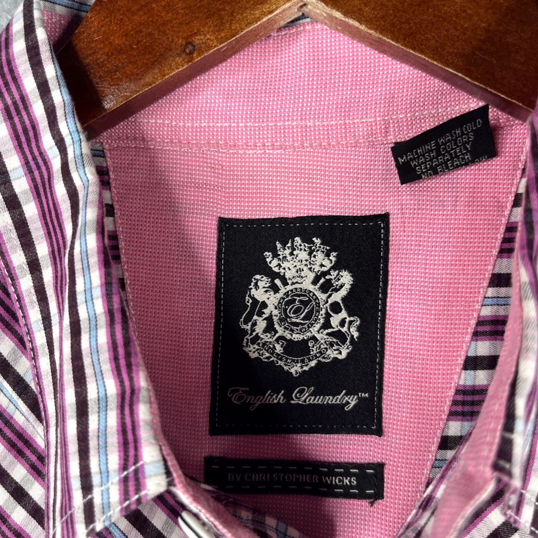 English Laundry English Laundry Shirt Large Purple Striped Flip Cuff Button Up Long Sleeve Mens Size US L / EU 52-54 / 3 - 7 Thumbnail