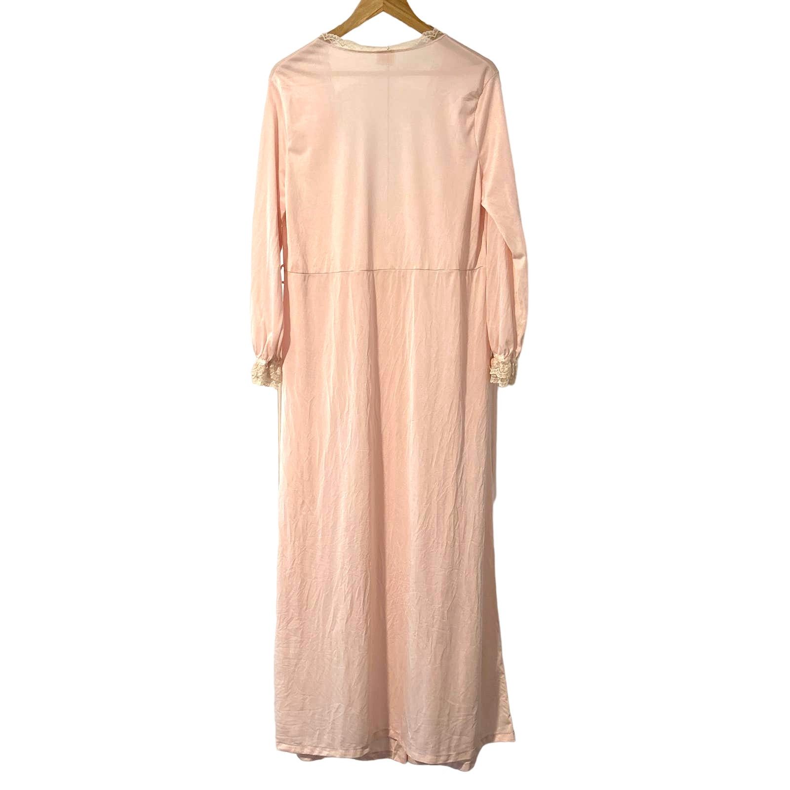 Avon Celli Softness Avon Vintage Pink Lace Long Sleeved Robe M/L 1980 Size ONE SIZE - 6 Thumbnail